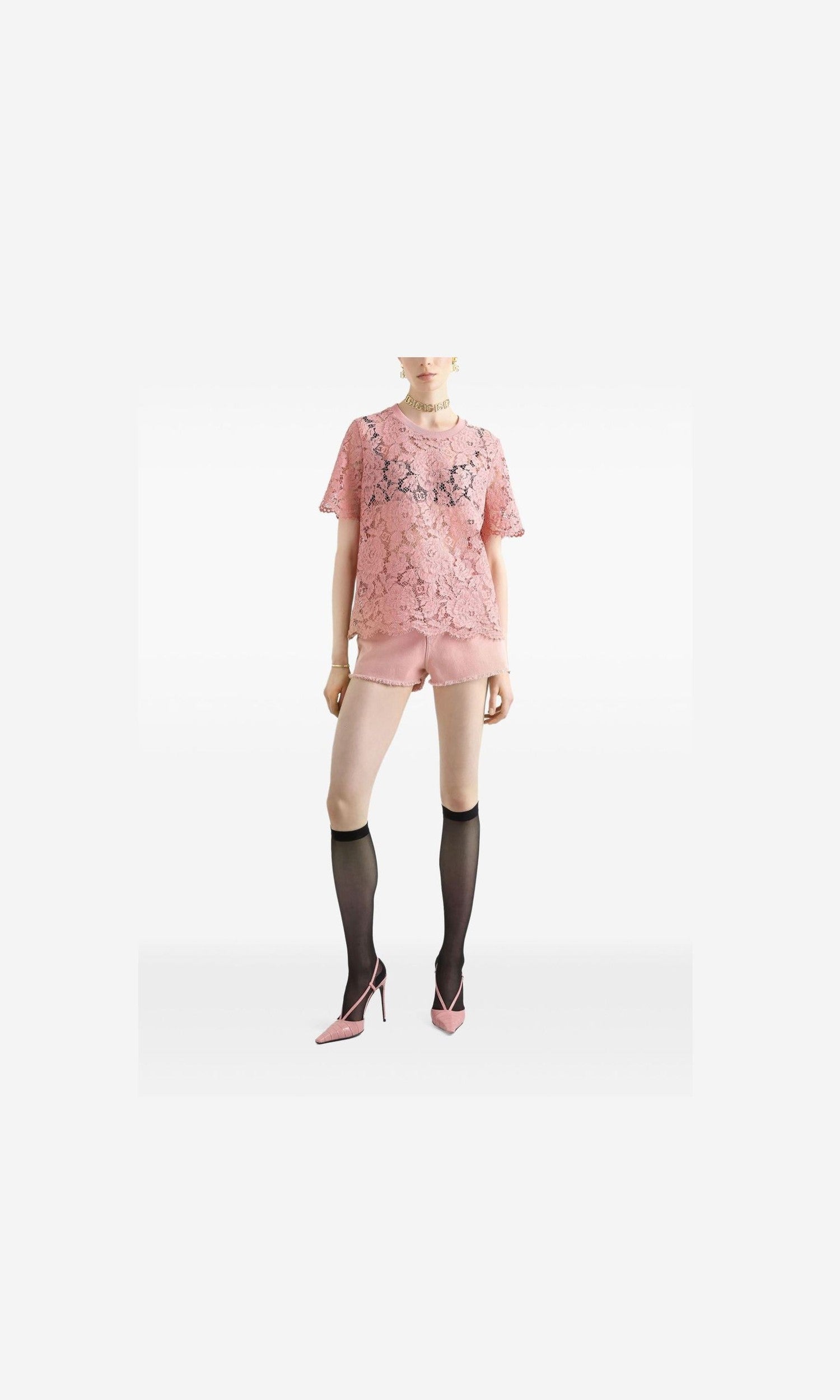Dolce & Gabbana Lace Corded Short Sleeved T-shirt Glam Steals