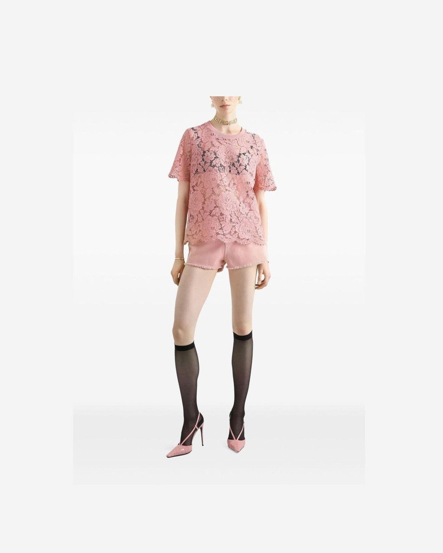 Dolce & Gabbana Lace Corded Short Sleeved T-shirt Glam Steals