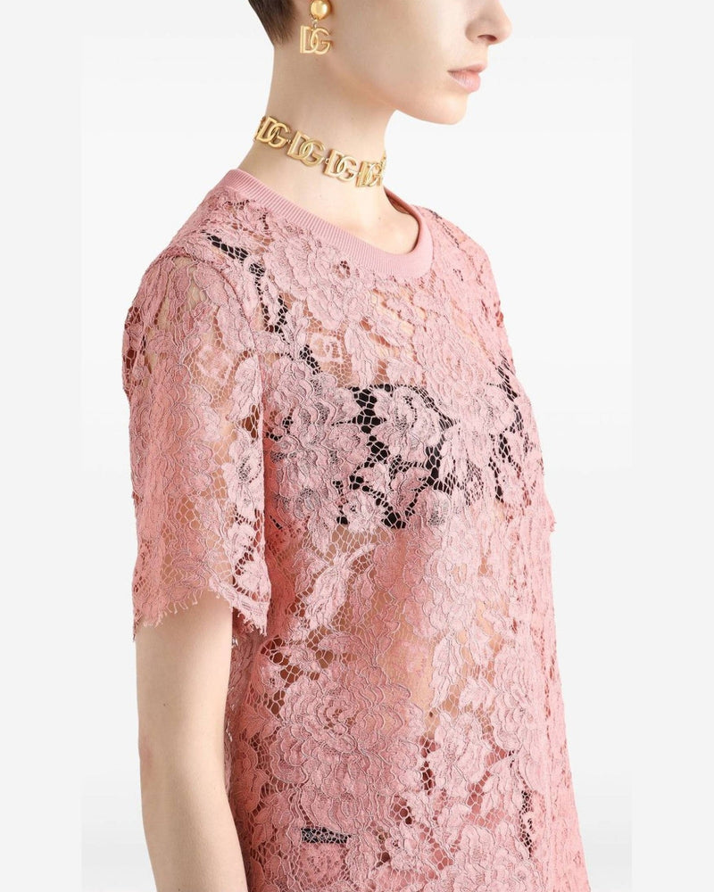 Dolce & Gabbana Lace Corded Short Sleeved T-shirt Glam Steals