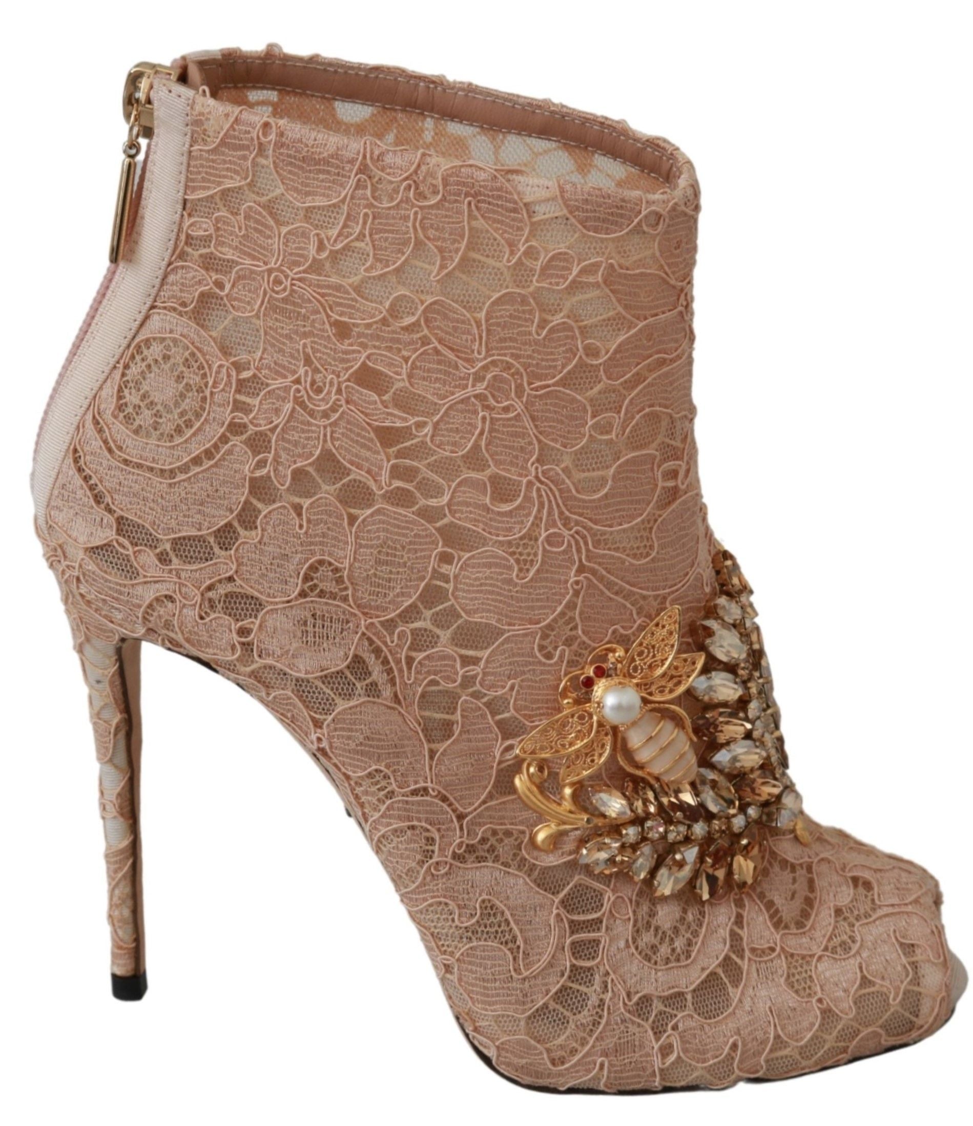 Dolce & Gabbana Lace Crystal Booties Stilettos Shoes Glam Steals