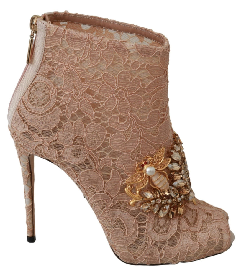 Dolce & Gabbana Lace Crystal Booties Stilettos Shoes Glam Steals