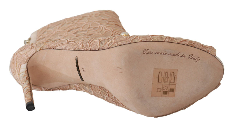 Dolce & Gabbana Lace Crystal Booties Stilettos Shoes Glam Steals