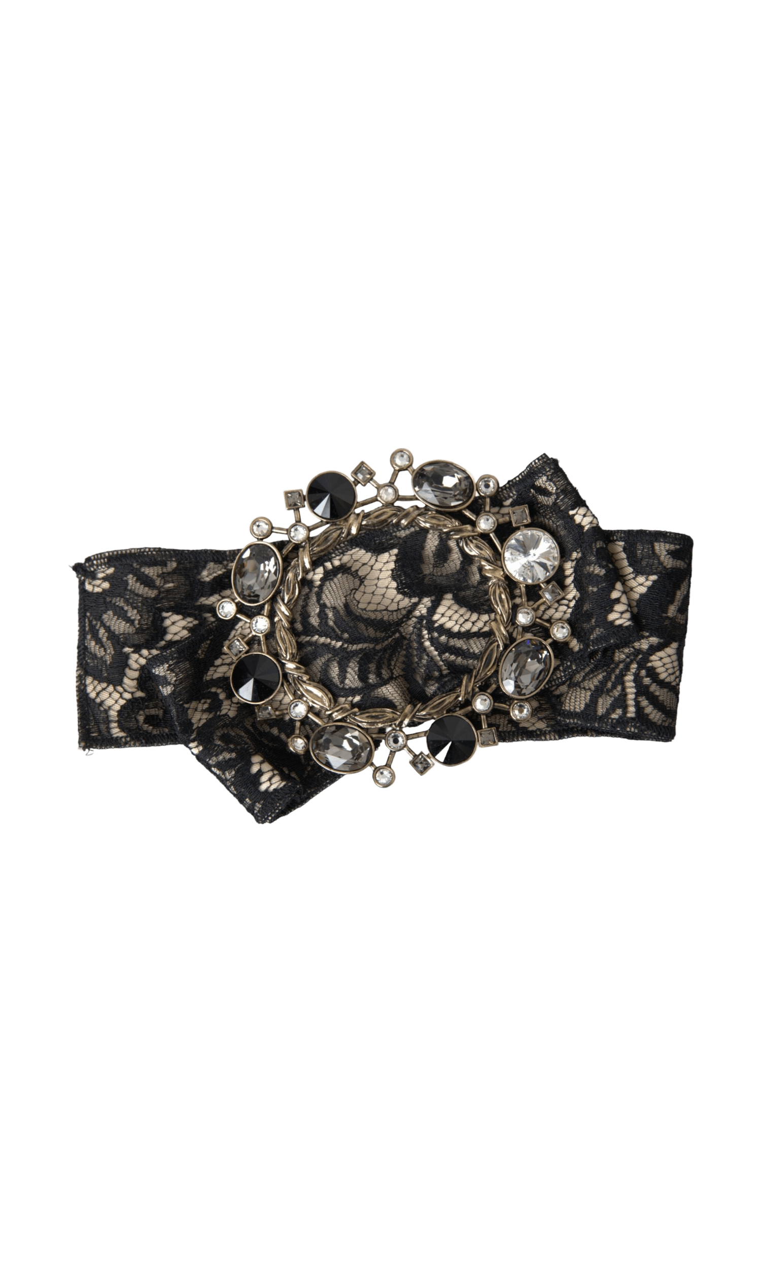 Dolce & Gabbana Lace Crystal Handmade Brooch Hair Black Pin Glam Steals