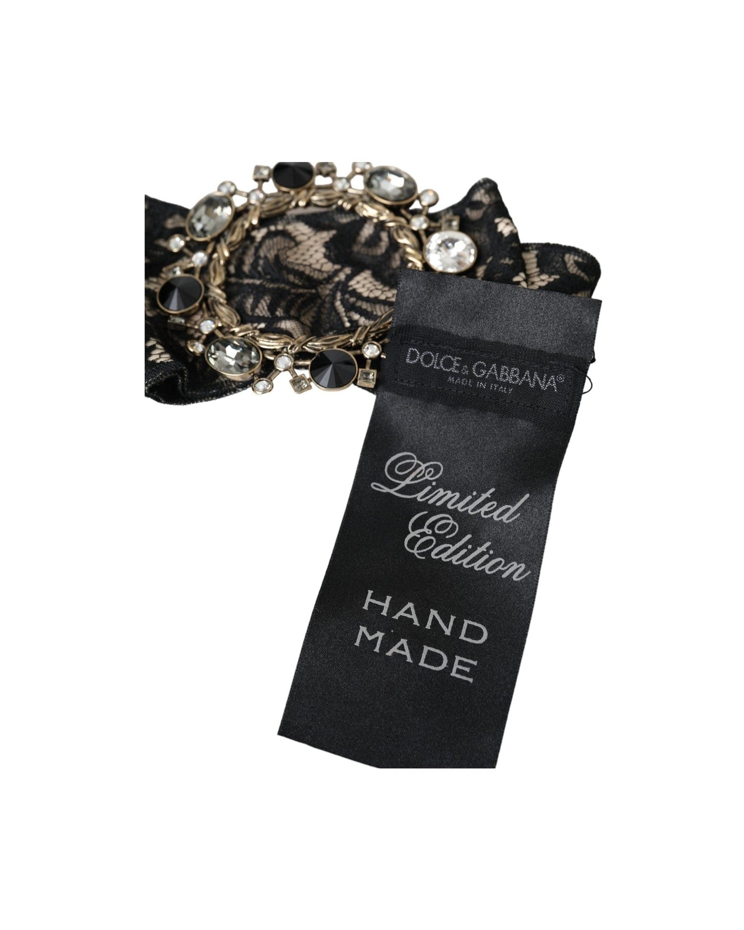 Dolce & Gabbana Lace Crystal Handmade Brooch Hair Black Pin Glam Steals