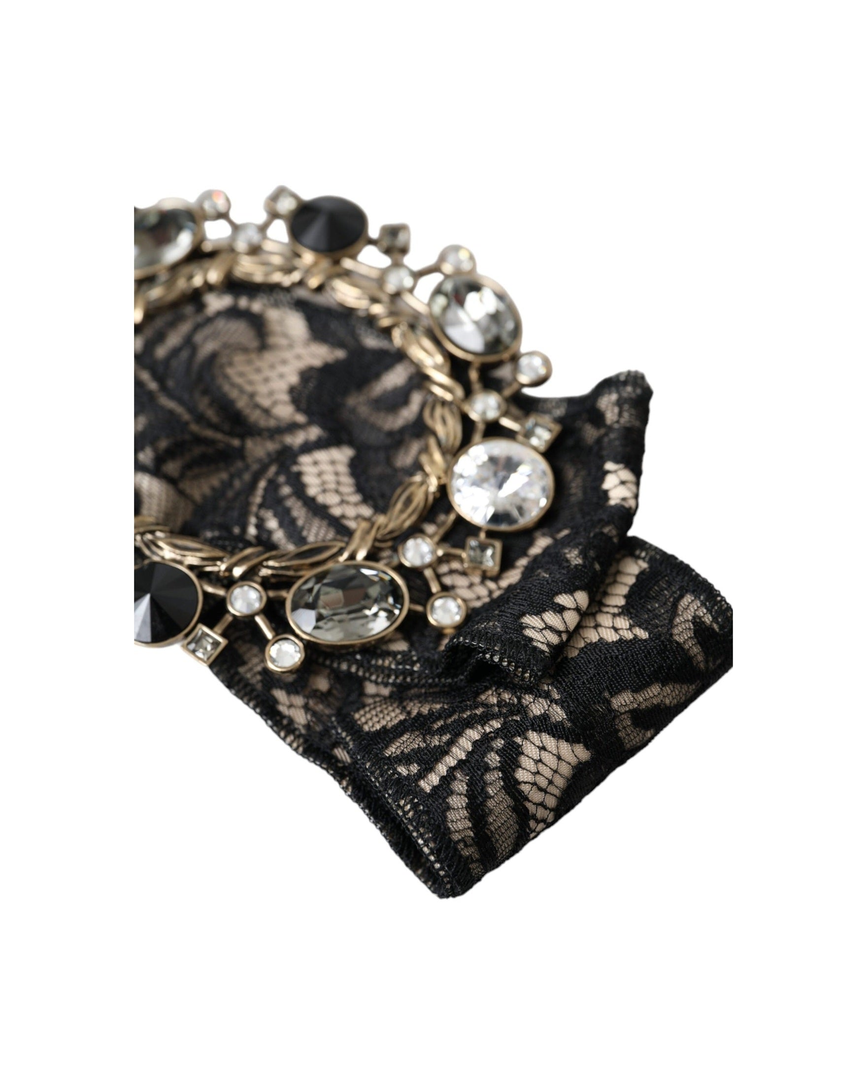 Dolce & Gabbana Lace Crystal Handmade Brooch Hair Black Pin Glam Steals