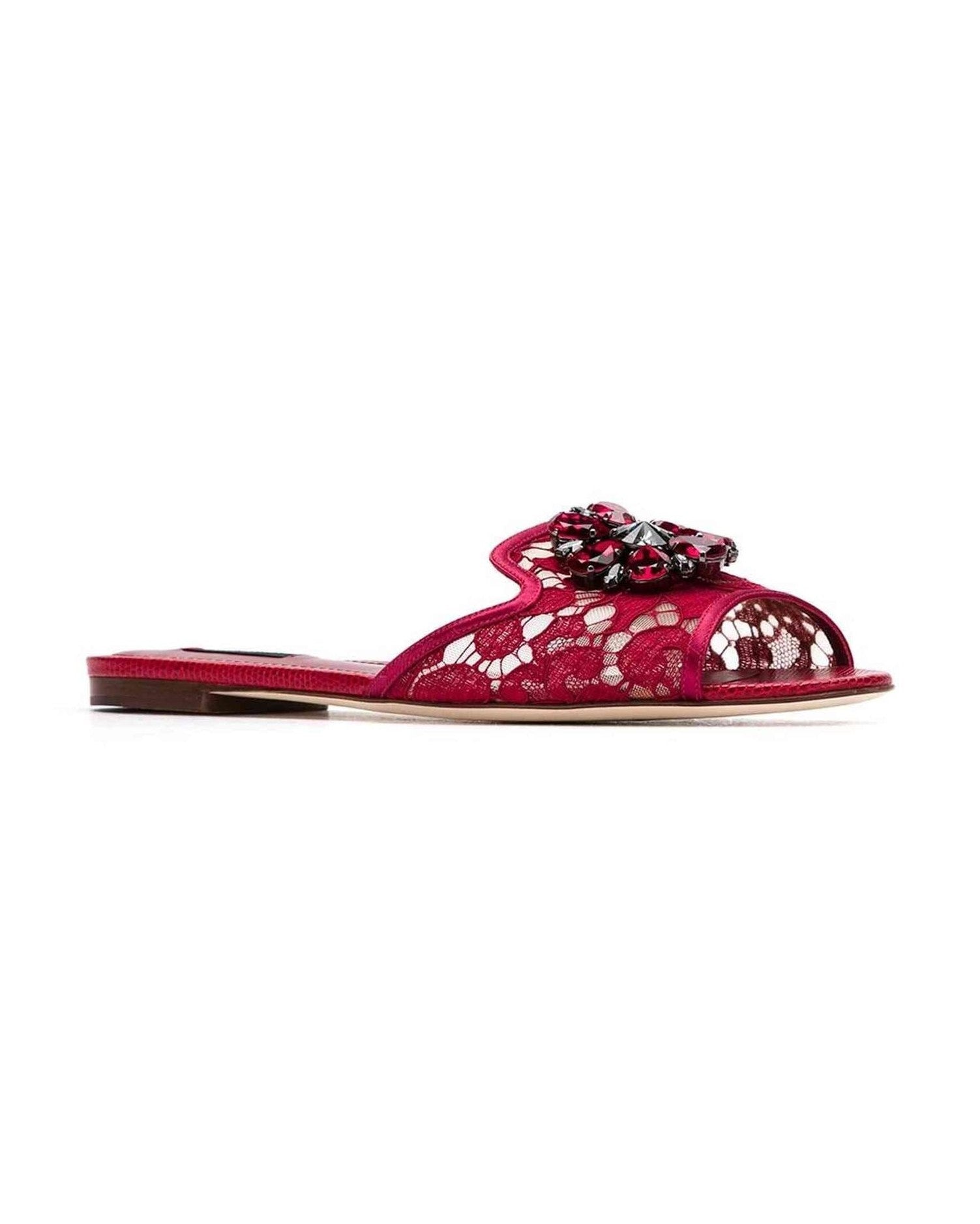 Dolce & Gabbana Lace Rainbow Brooch Detail Sandals Glam Steals