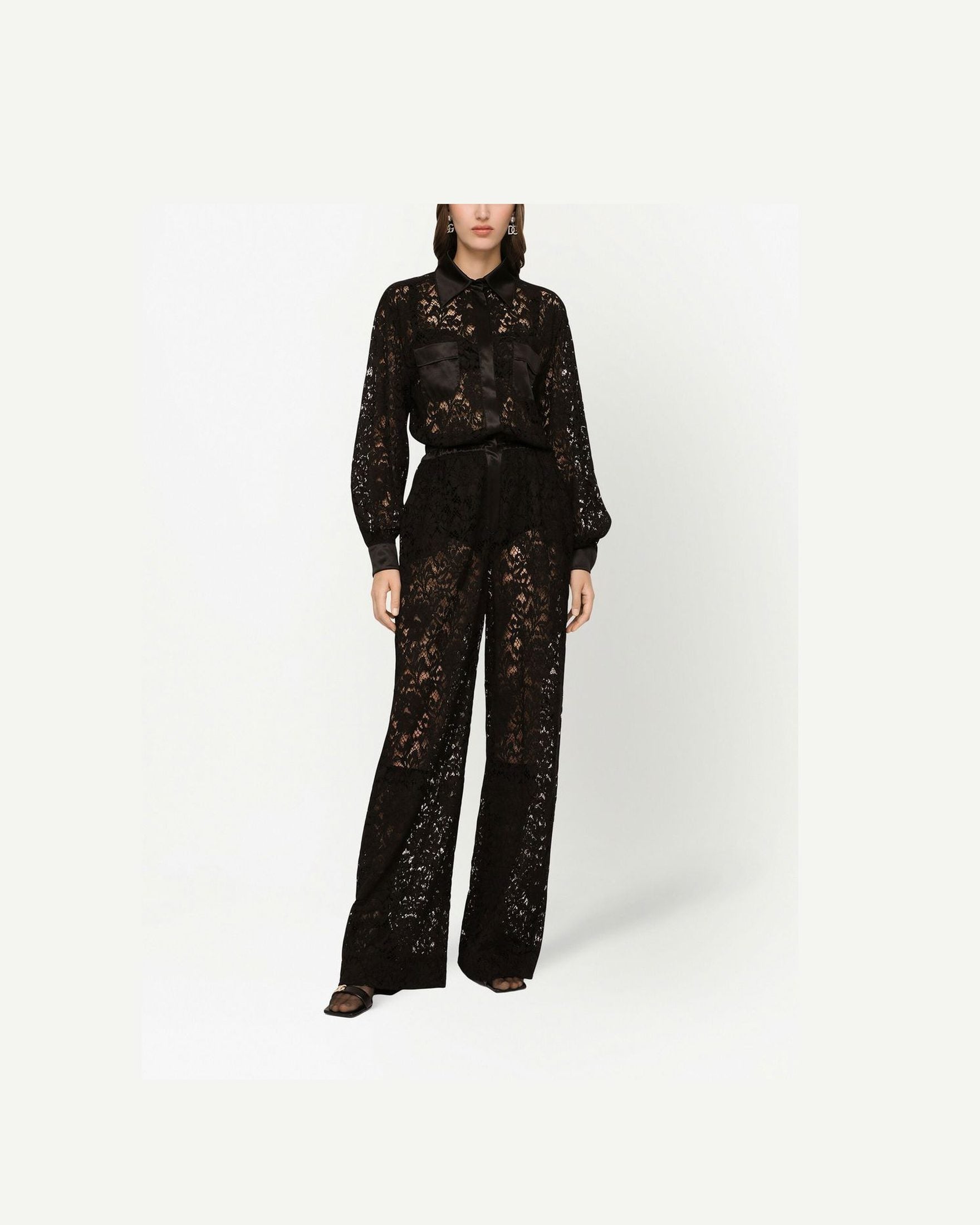 Dolce & Gabbana Lace Trim Long Sleeve Jumpsuit Glam Steals