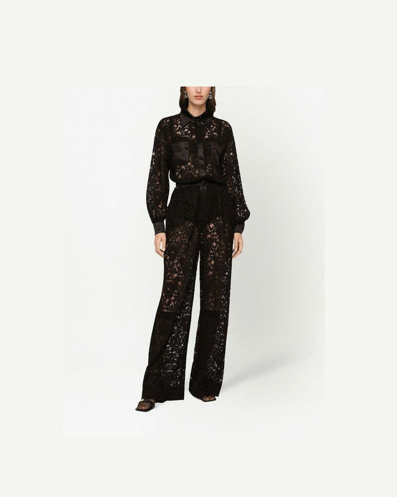 Dolce & Gabbana Lace Trim Long Sleeve Jumpsuit Glam Steals