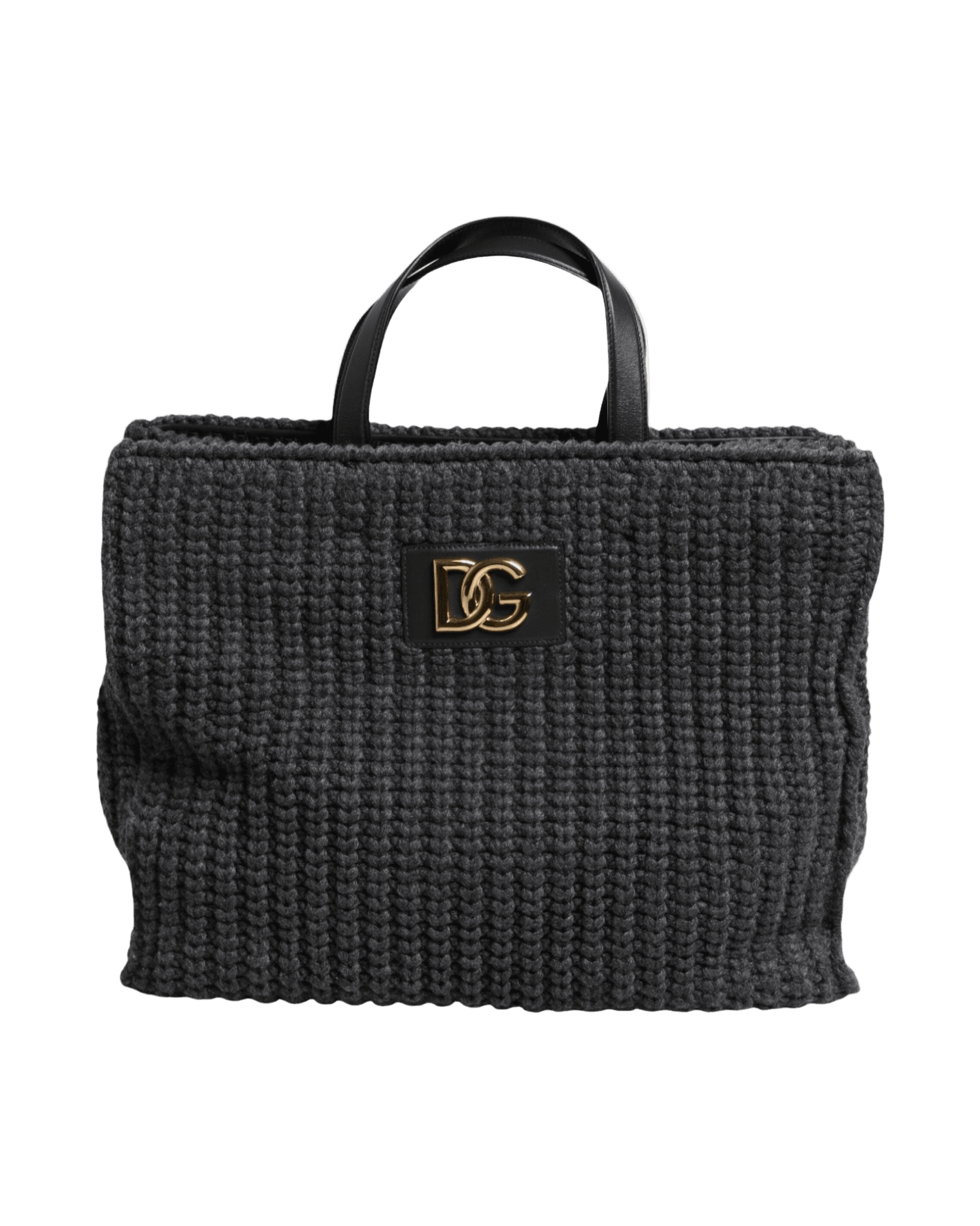 Dolce & Gabbana Large Knitted Crochet Shoulder Shopper Dg Logo Black Bag Glam Steals