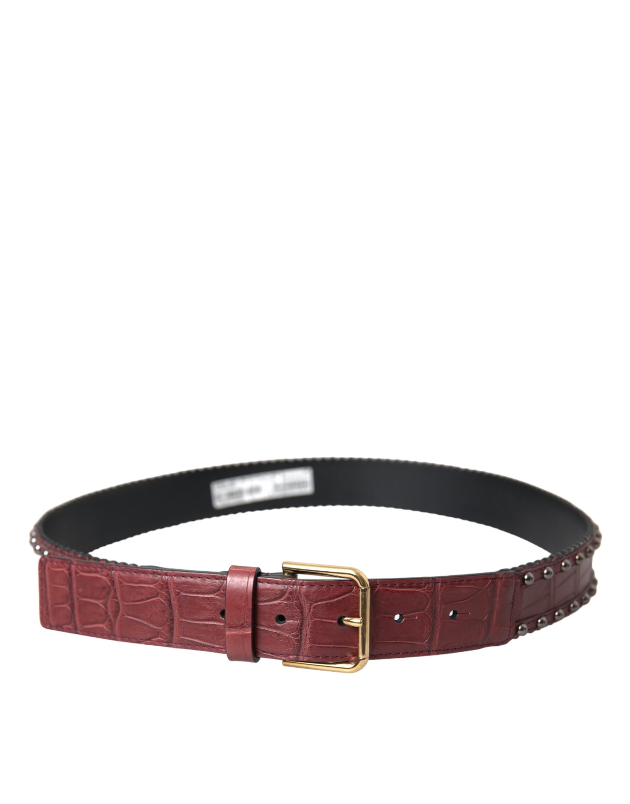 Dolce & Gabbana Leather Alligator Studded Metal Buckle Belt Glam Steals