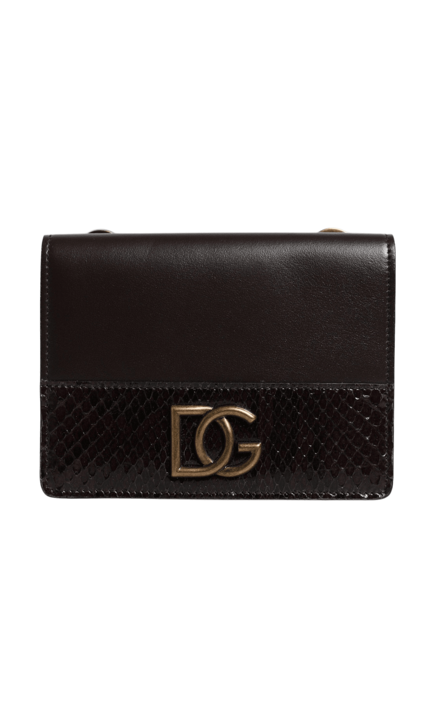 Dolce & Gabbana Leather Bifold Dg Logo Cardholder Sling Strap Brown Wallet Glam Steals