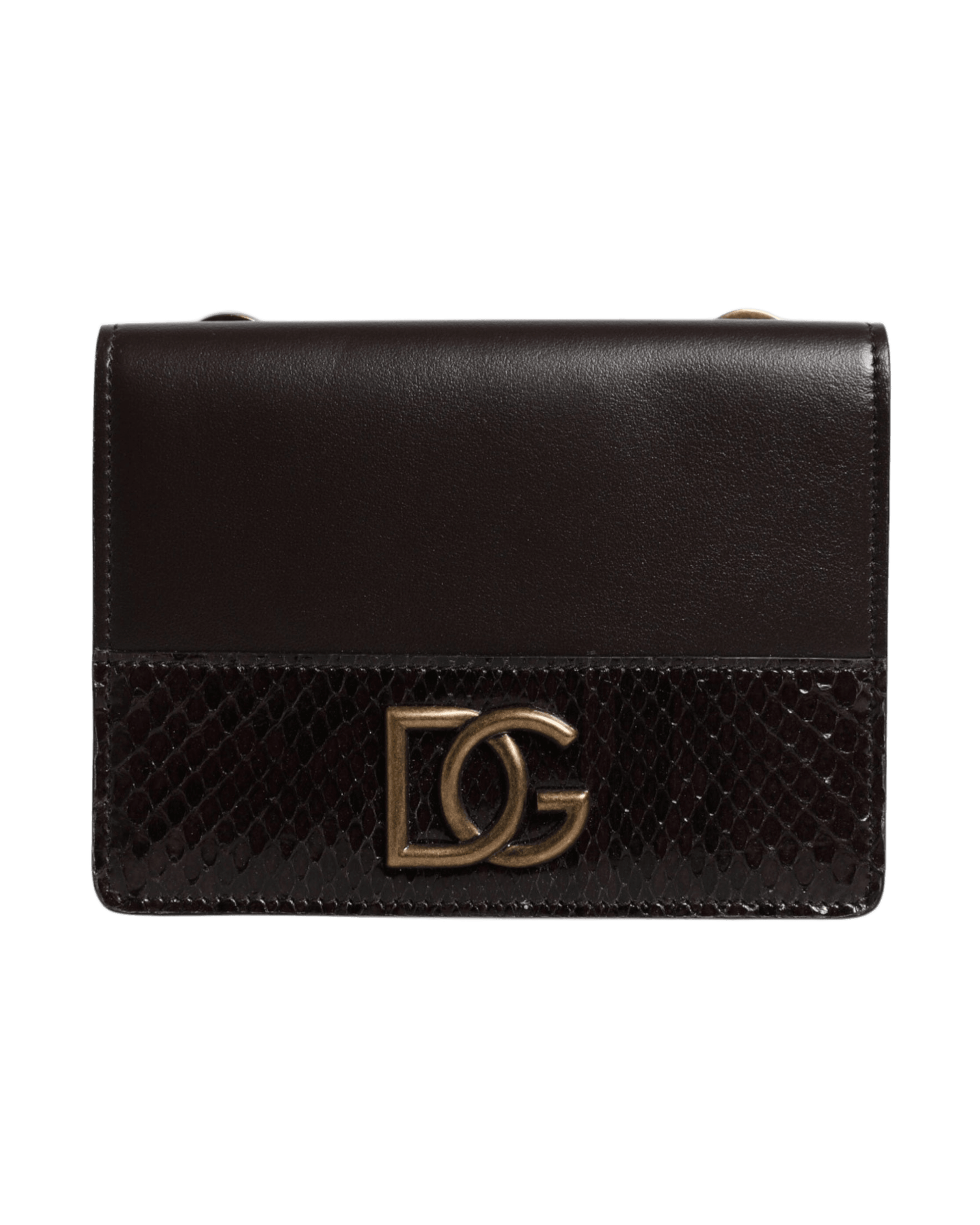Dolce & Gabbana Leather Bifold Dg Logo Cardholder Sling Strap Brown Wallet Glam Steals