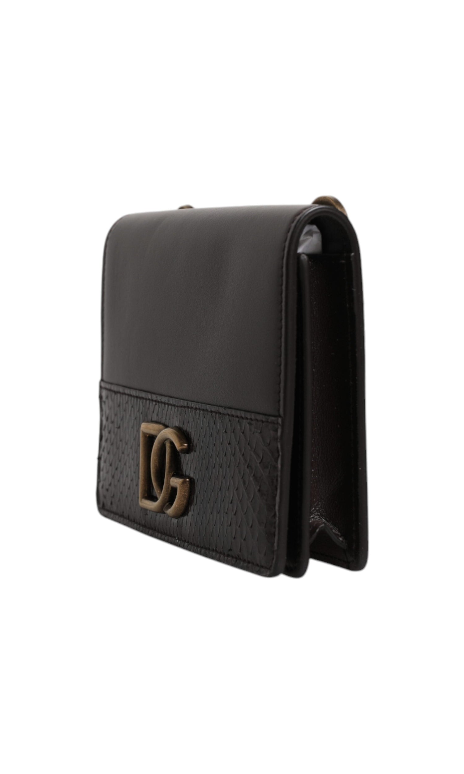Dolce & Gabbana Leather Bifold Dg Logo Cardholder Sling Strap Brown Wallet Glam Steals