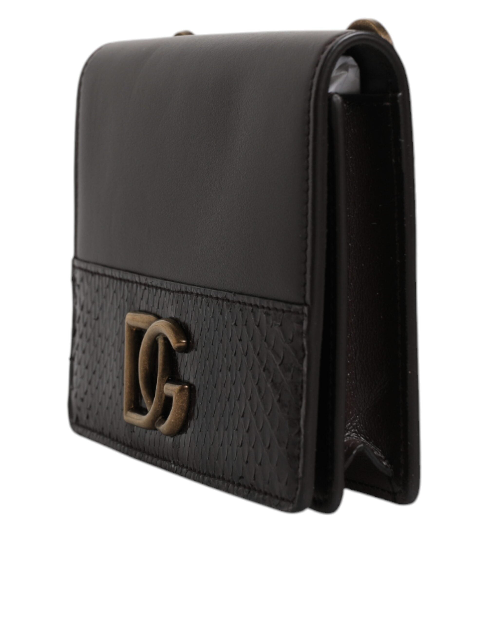 Dolce & Gabbana Leather Bifold Dg Logo Cardholder Sling Strap Brown Wallet Glam Steals