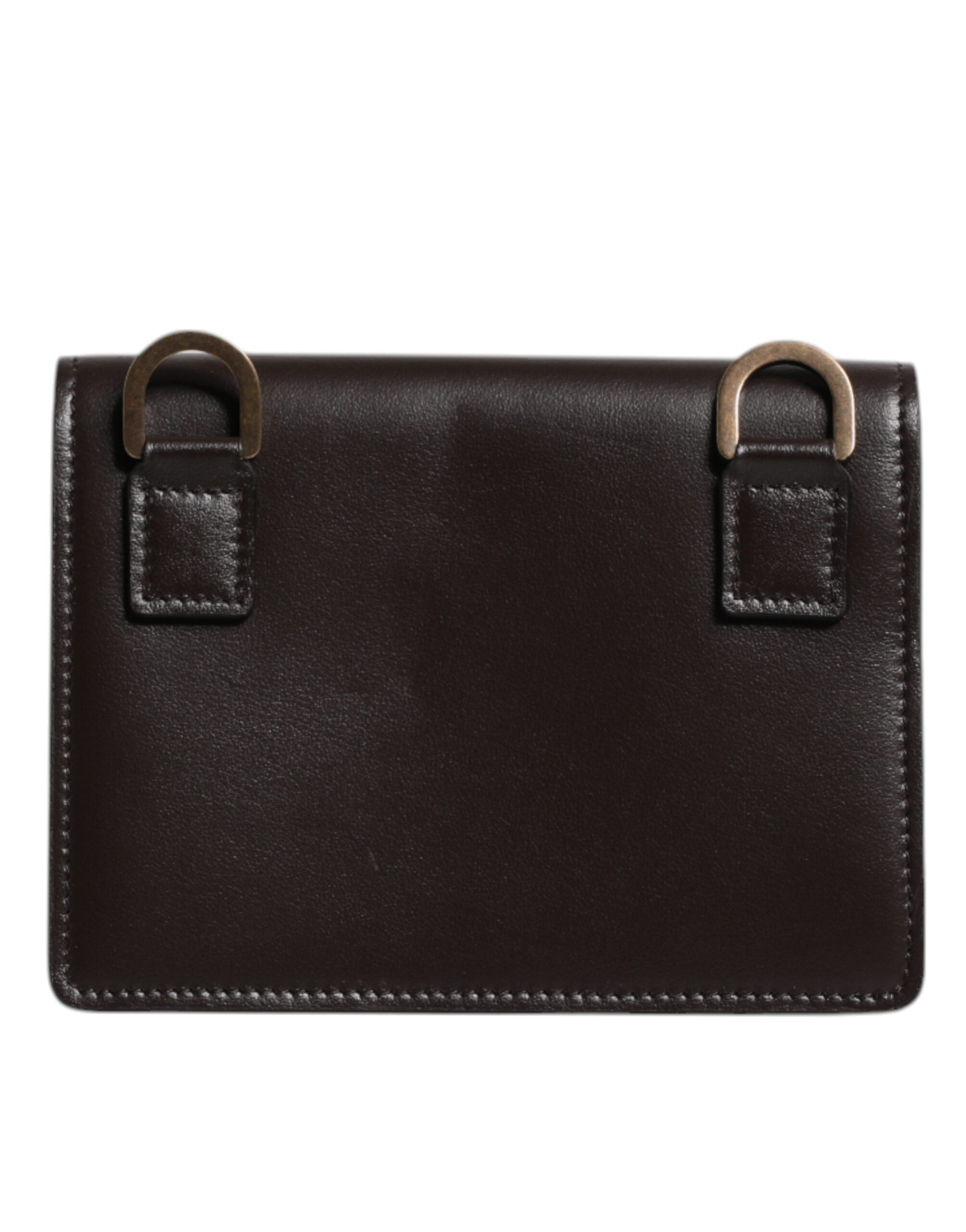 Dolce & Gabbana Leather Bifold Dg Logo Cardholder Sling Strap Brown Wallet Glam Steals