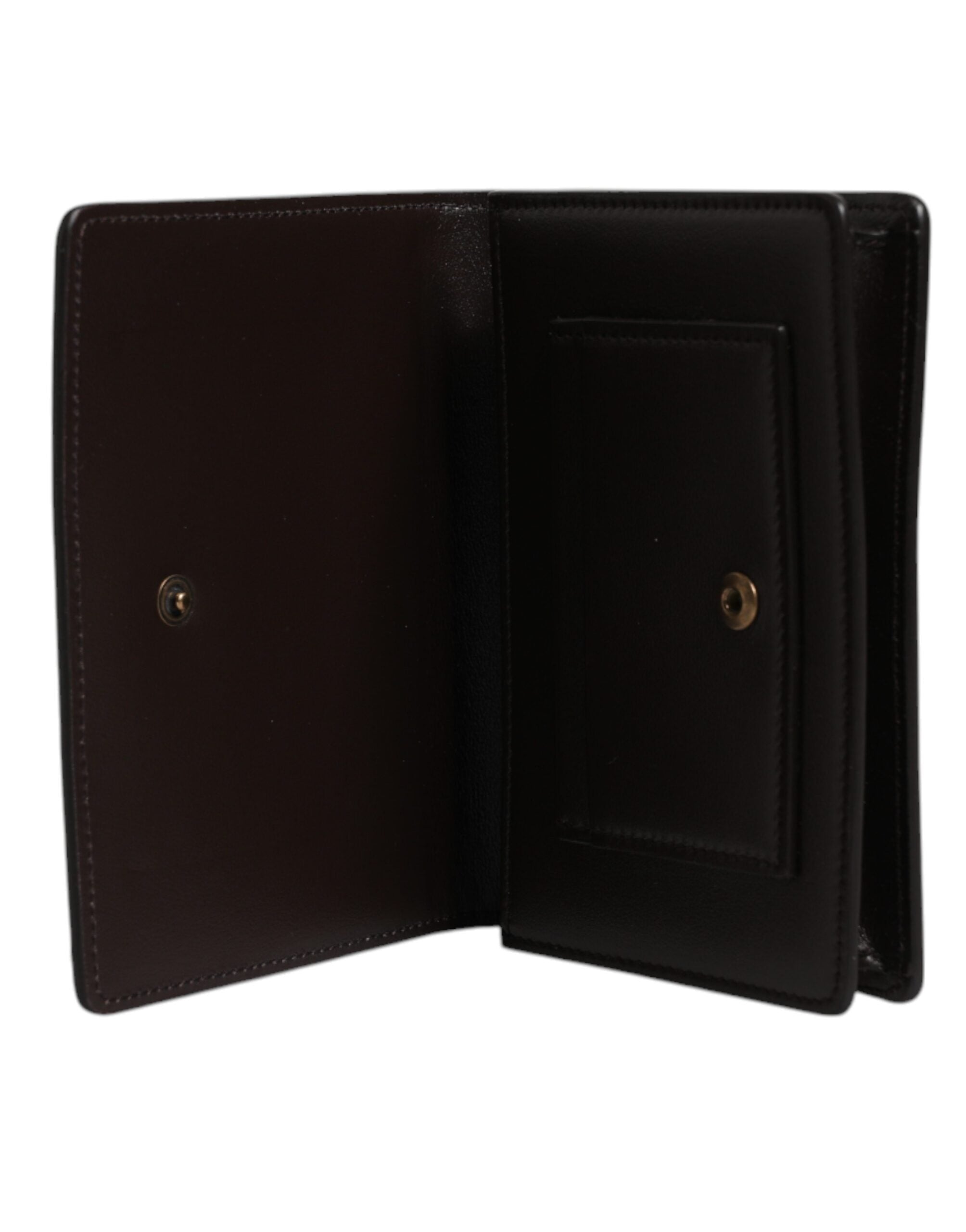 Dolce & Gabbana Leather Bifold Dg Logo Cardholder Sling Strap Brown Wallet Glam Steals