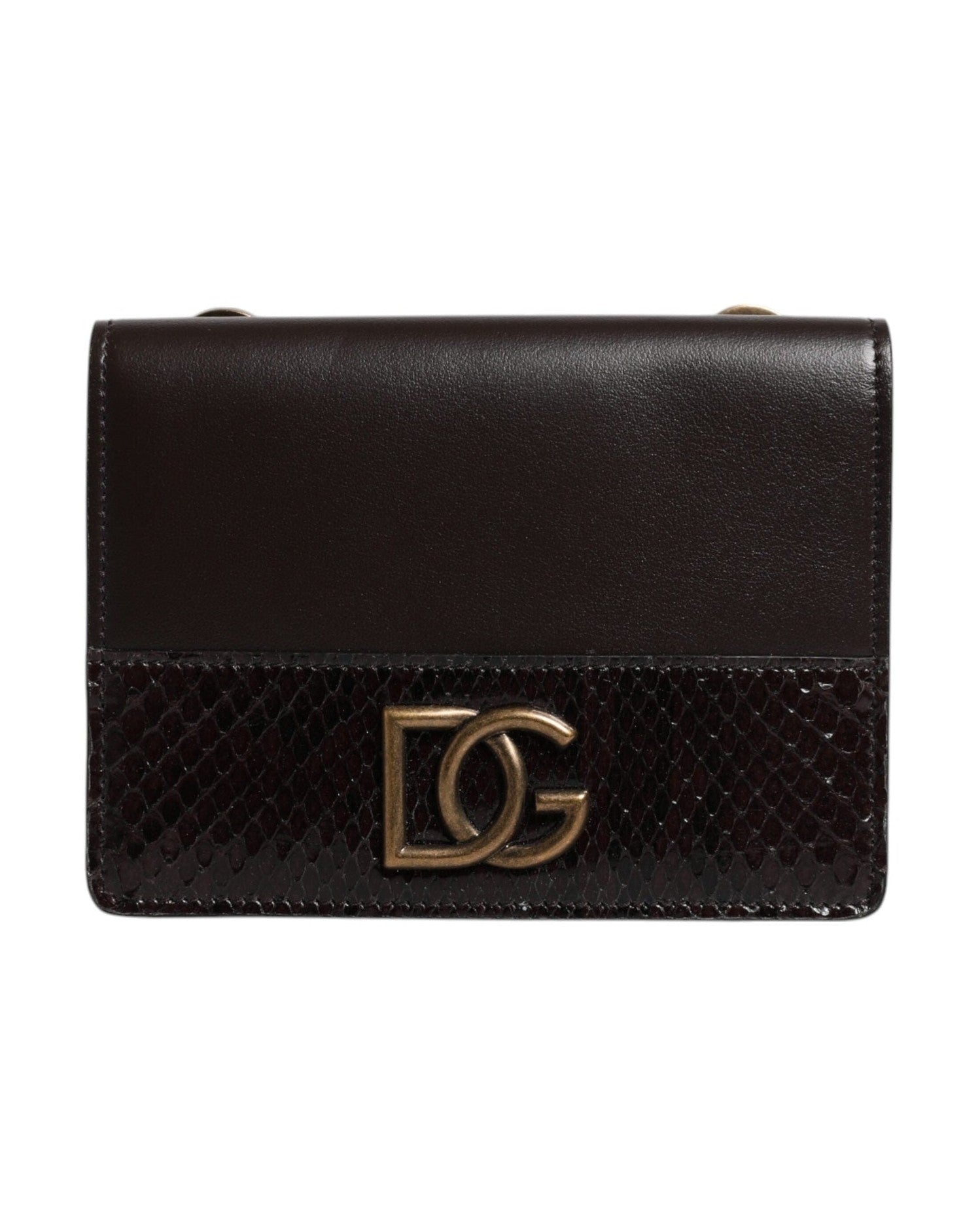 Dolce & Gabbana Leather Bifold Dg Logo Cardholder Sling Strap Brown Wallet Glam Steals