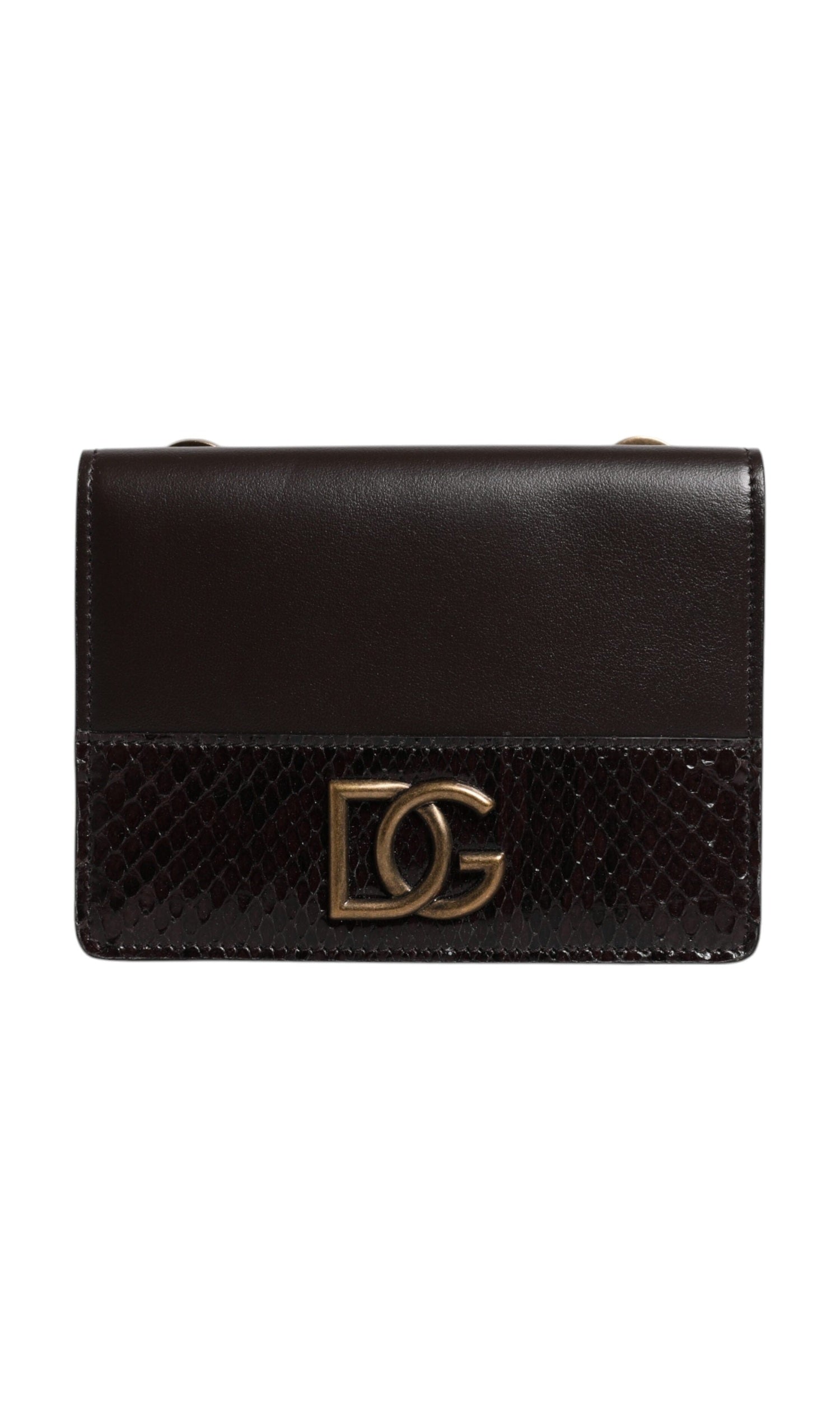 Dolce & Gabbana Leather Bifold Dg Logo Cardholder Sling Strap Brown Wallet Glam Steals