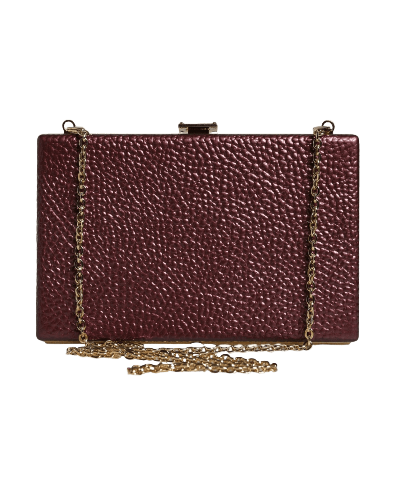 Dolce & Gabbana Leather Clutch Evening Crossbody Maroon Bag