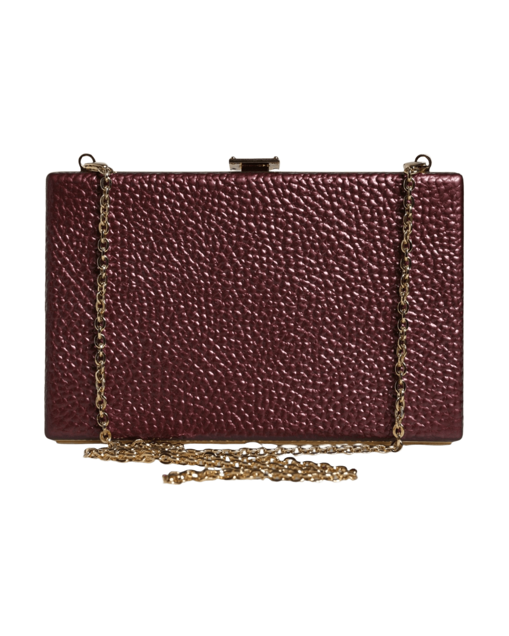 Dolce & Gabbana Leather Clutch Evening Crossbody Maroon Bag Glam Steals