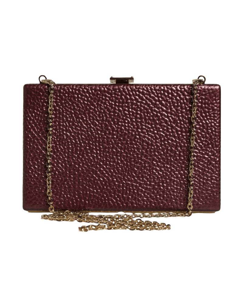 Dolce & Gabbana Leather Clutch Evening Crossbody Maroon Bag Glam Steals