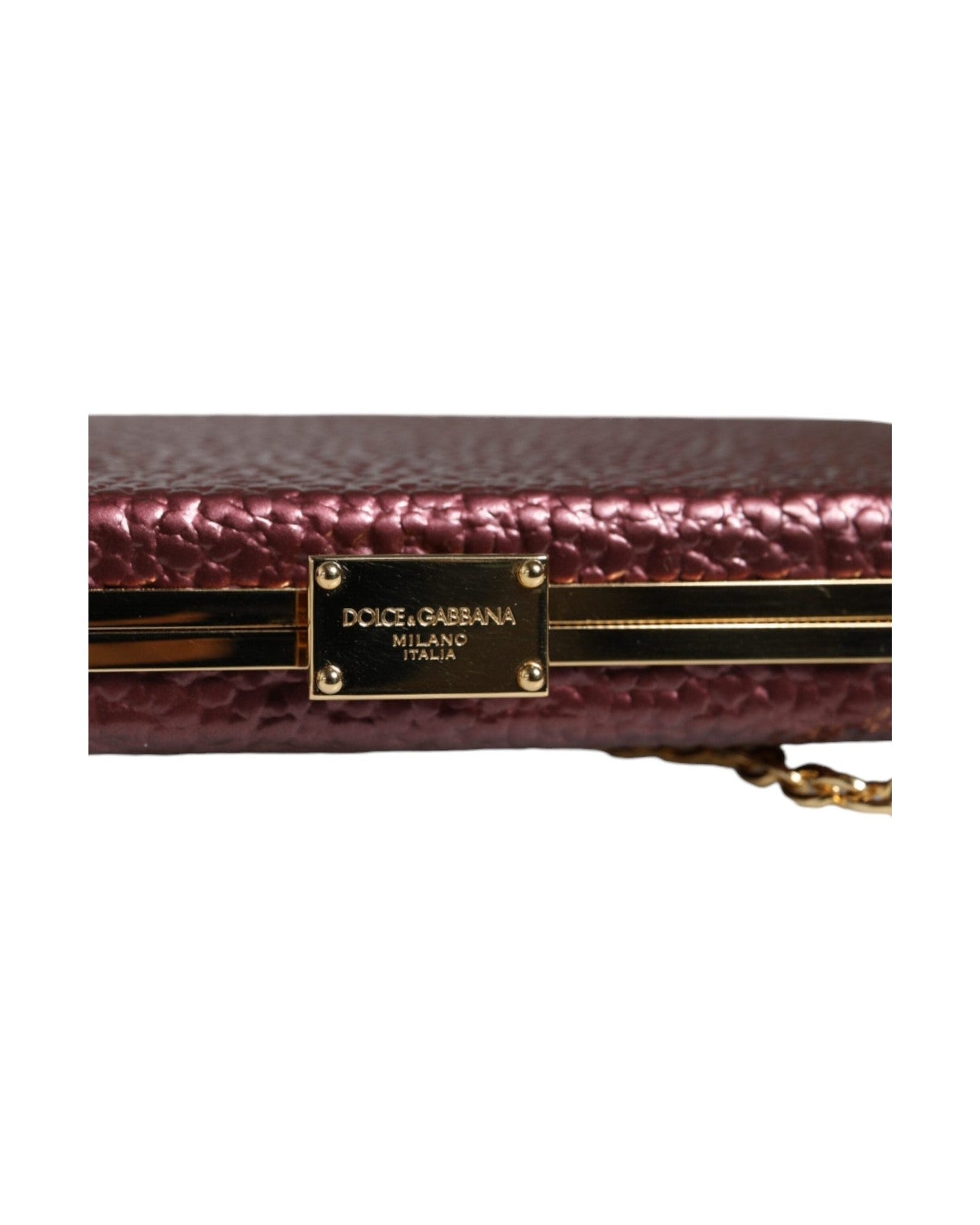 Dolce & Gabbana Leather Clutch Evening Crossbody Maroon Bag Glam Steals