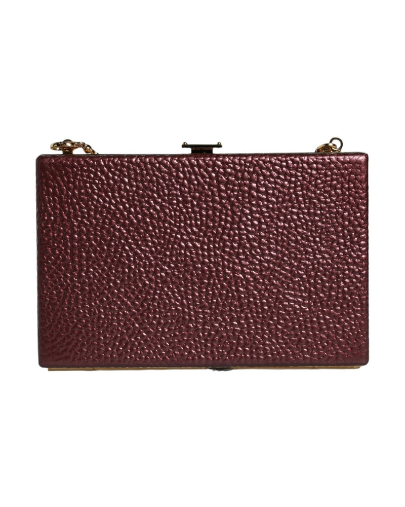 Dolce & Gabbana Leather Clutch Evening Crossbody Maroon Bag Glam Steals