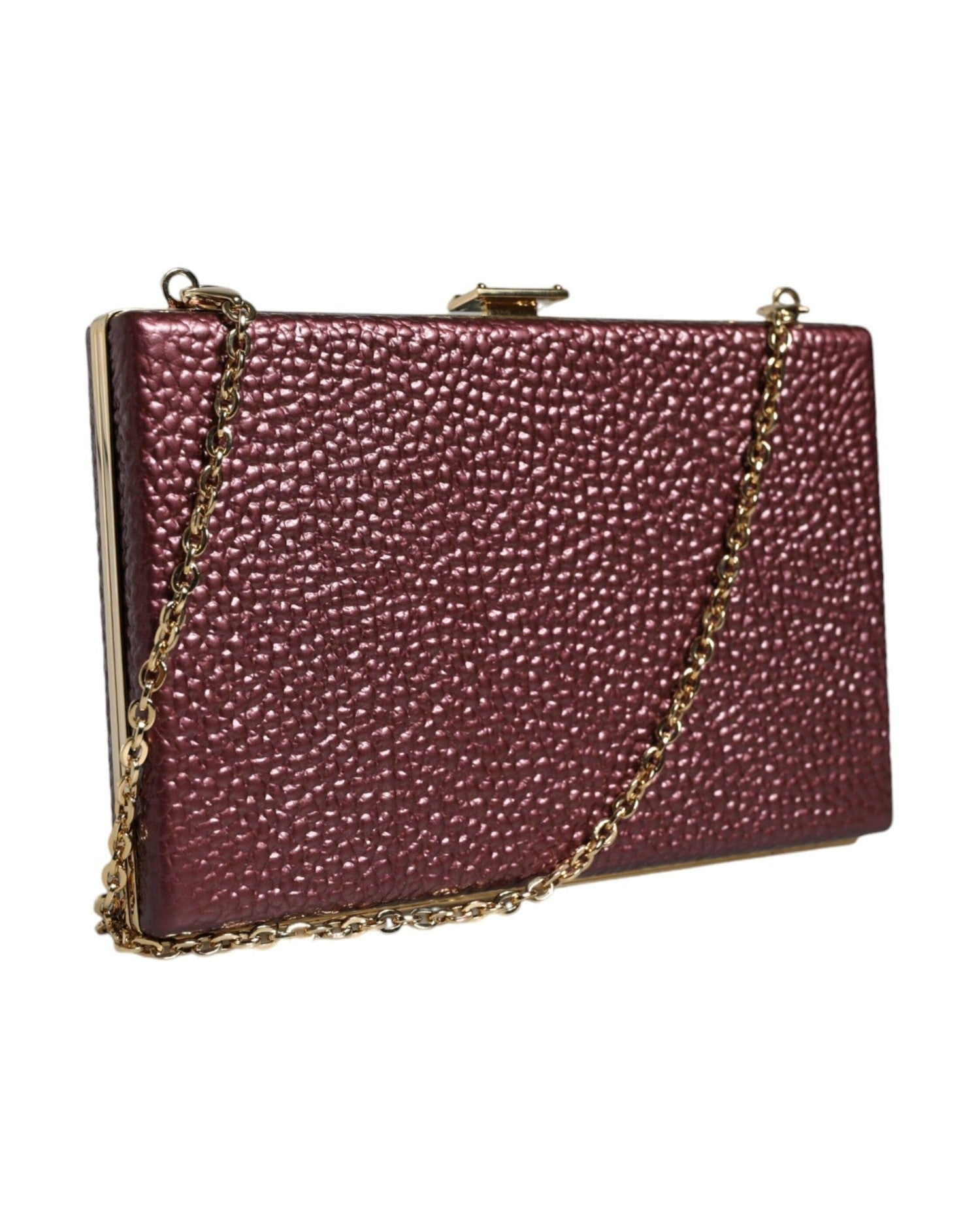 Dolce & Gabbana Leather Clutch Evening Crossbody Maroon Bag Glam Steals