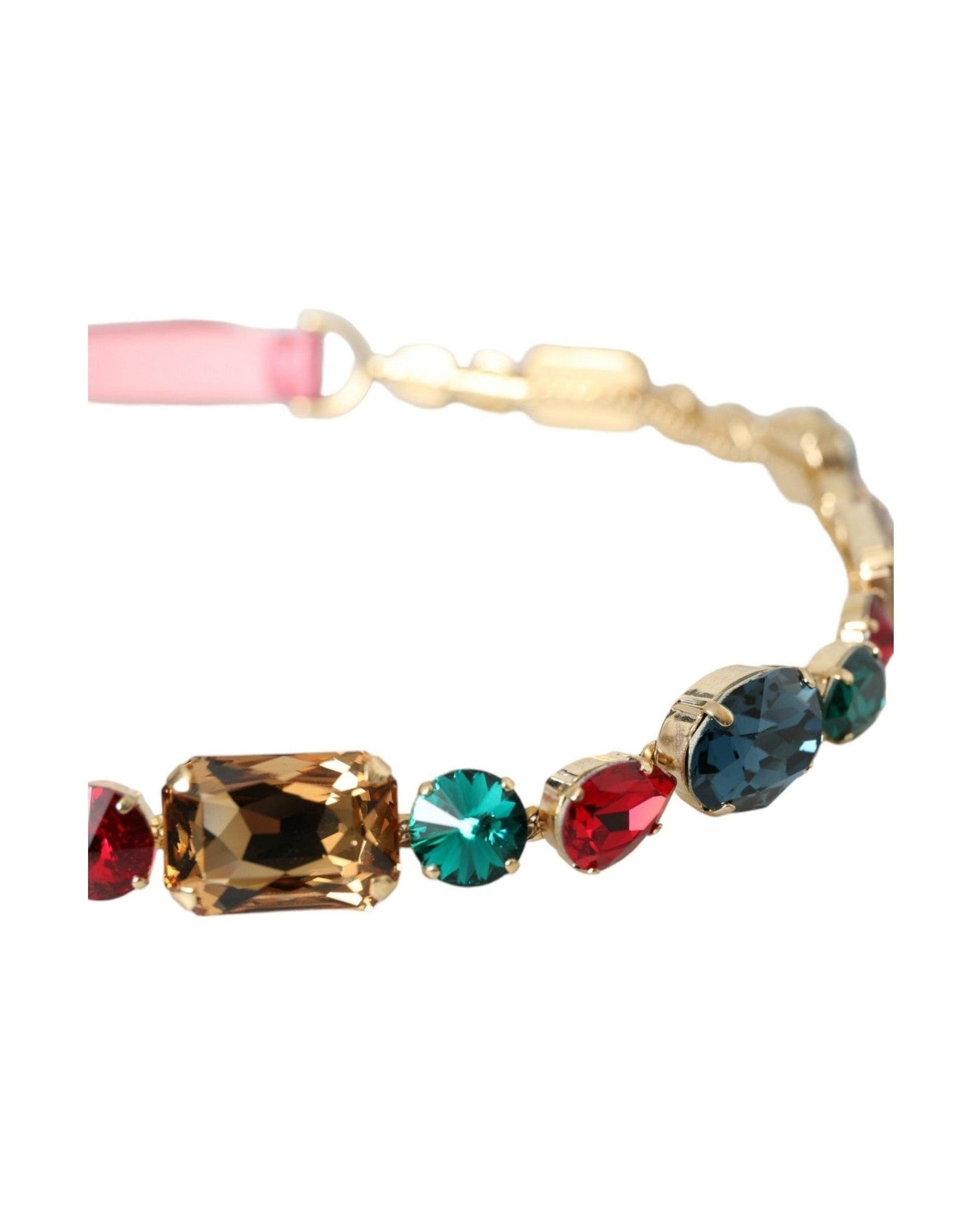 Dolce & Gabbana Leather Crystal Chain Embellished Pink Belt Glam Steals