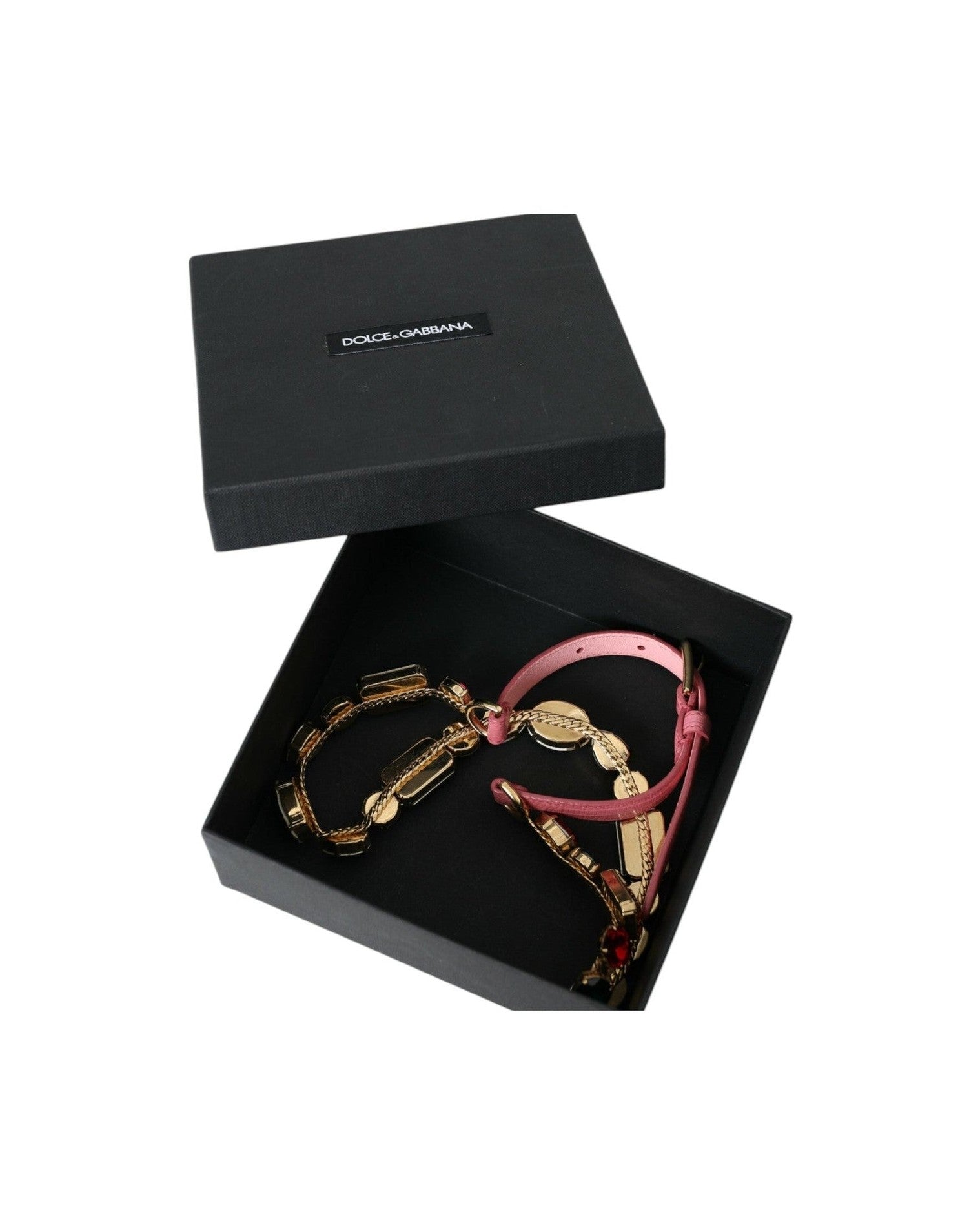 Dolce & Gabbana Leather Crystal Chain Embellished Pink Belt Glam Steals