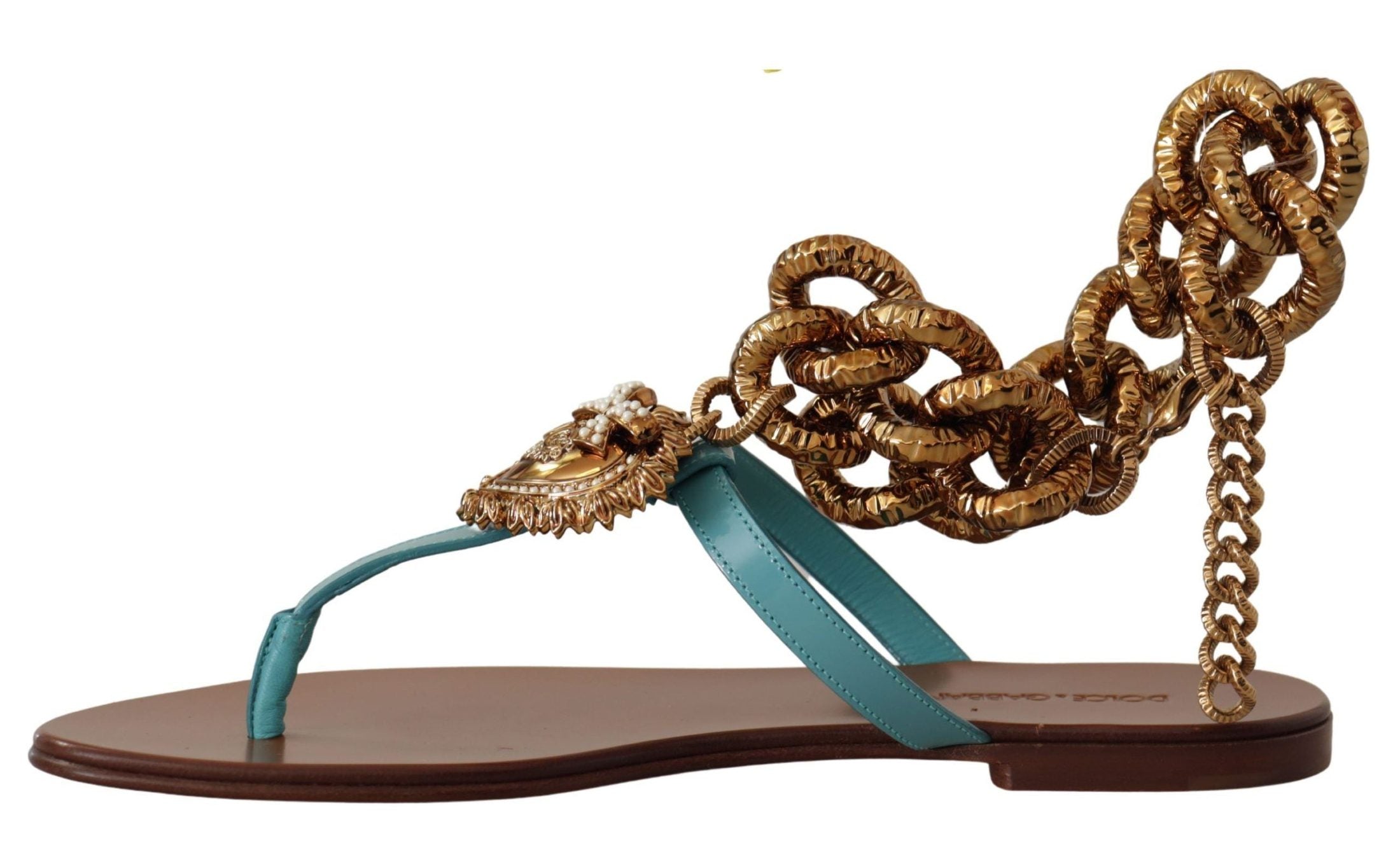 Dolce & Gabbana Leather Devotion Flats Sandals Sandals