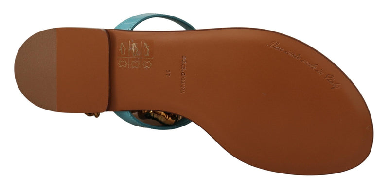 Dolce & Gabbana Leather Devotion Flats Sandals Glam Steals