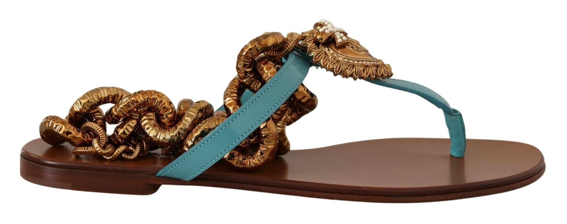 Dolce & Gabbana Leather Devotion Flats Sandals Sandals
