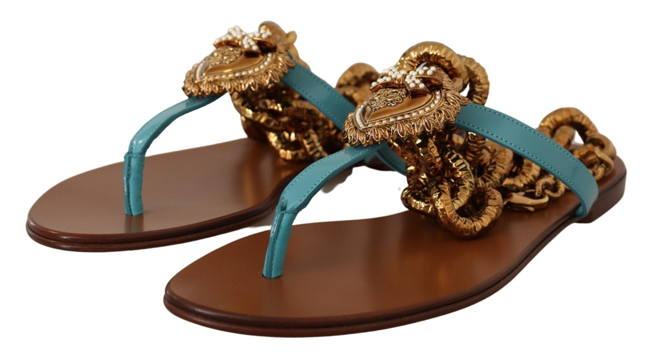 Dolce & Gabbana Leather Devotion Flats Sandals Sandals