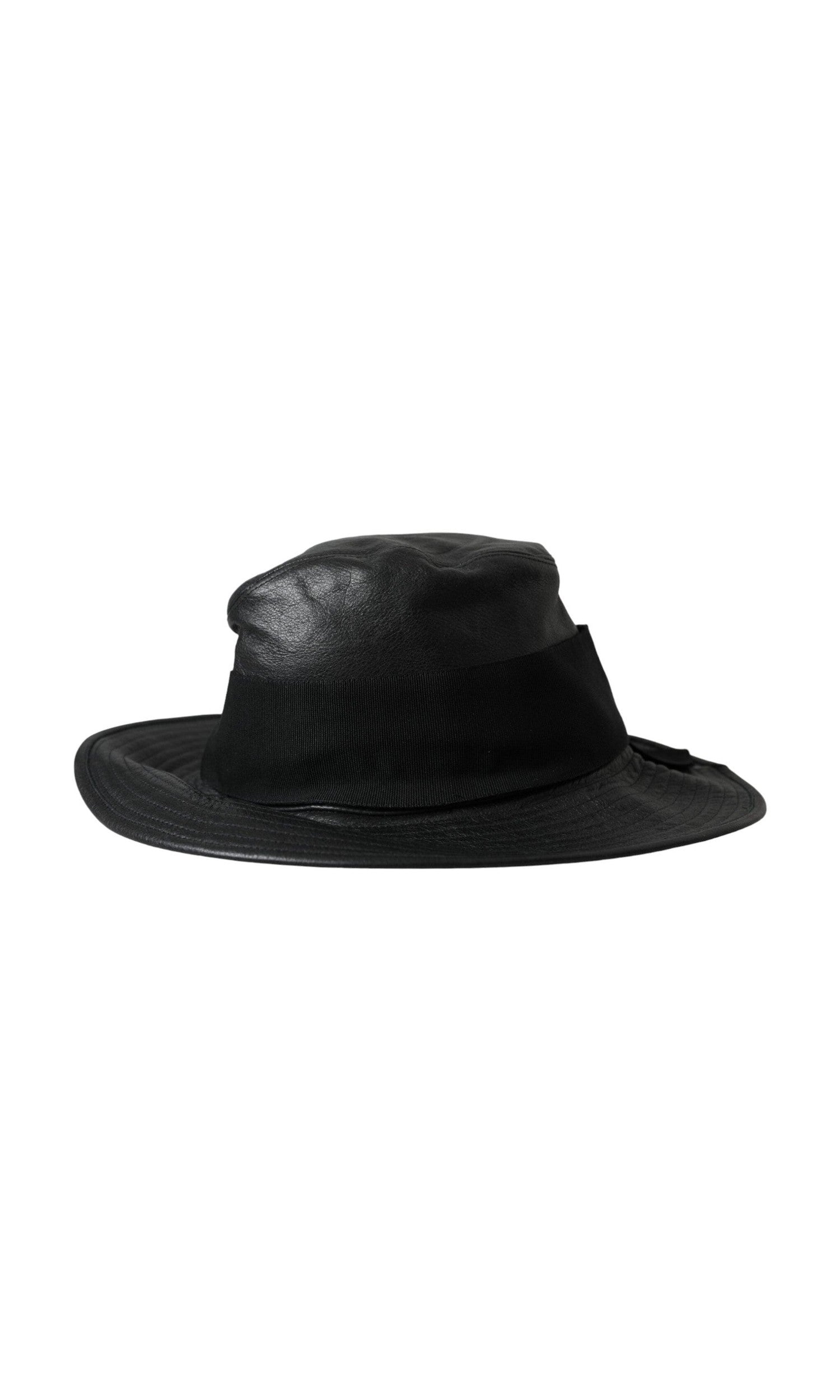 Dolce & Gabbana Leather Dg Coin Crystal Wide Brim Black Hat Glam Steals
