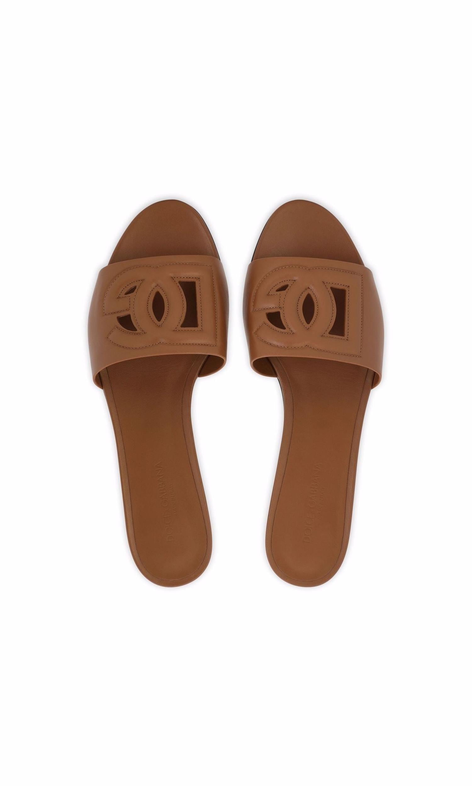 Dolce & Gabbana Leather Dg Logo Sandals Glam Steals