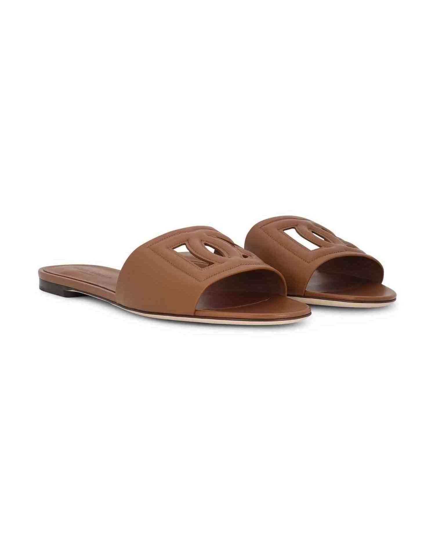 Dolce & Gabbana Leather Dg Logo Sandals Glam Steals