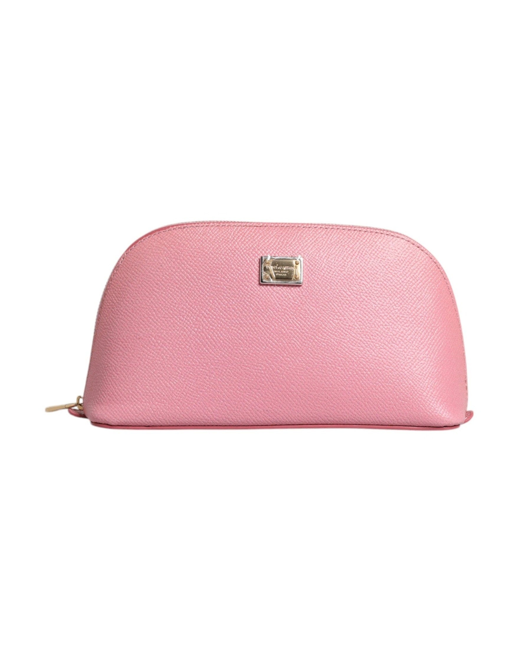 Dolce & Gabbana Leather Dg Logo Zip Around Hand Purse Pouch Pink Wallet Glam Steals