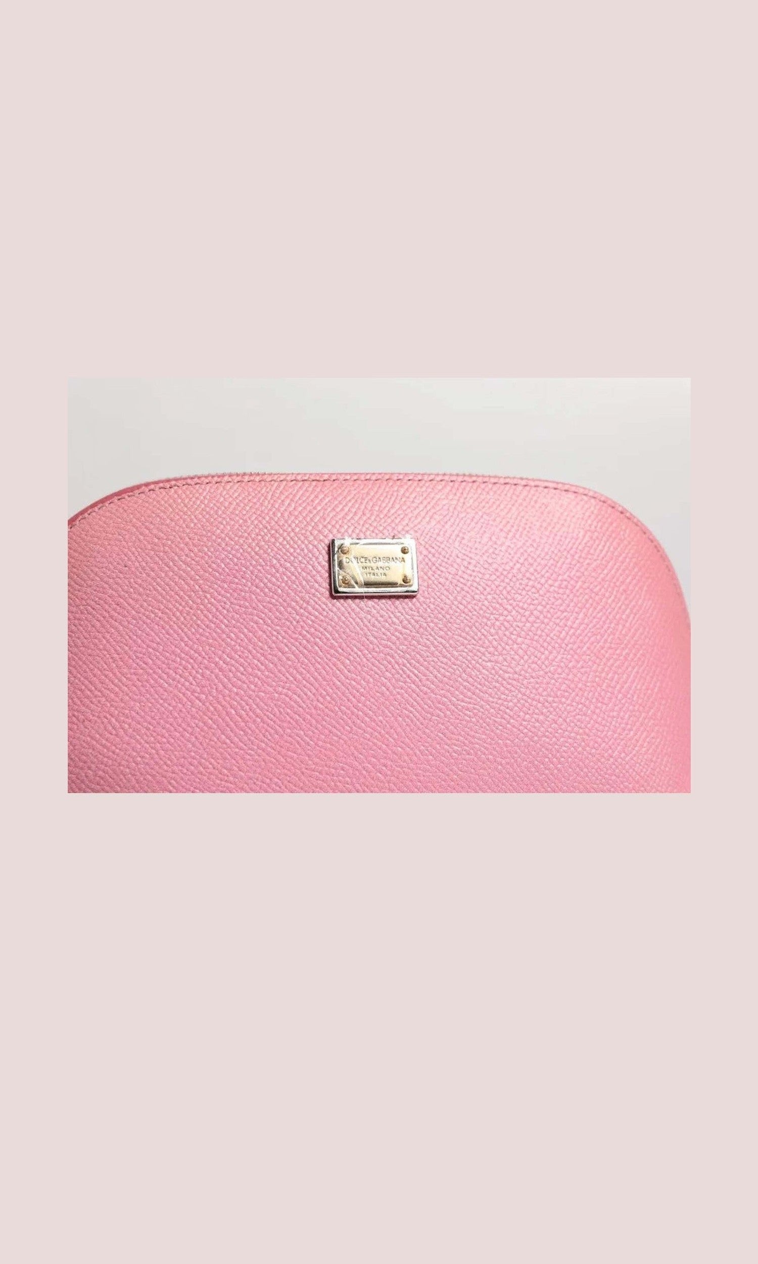 Dolce & Gabbana Leather Dg Logo Zip Around Hand Purse Pouch Pink Wallet Glam Steals
