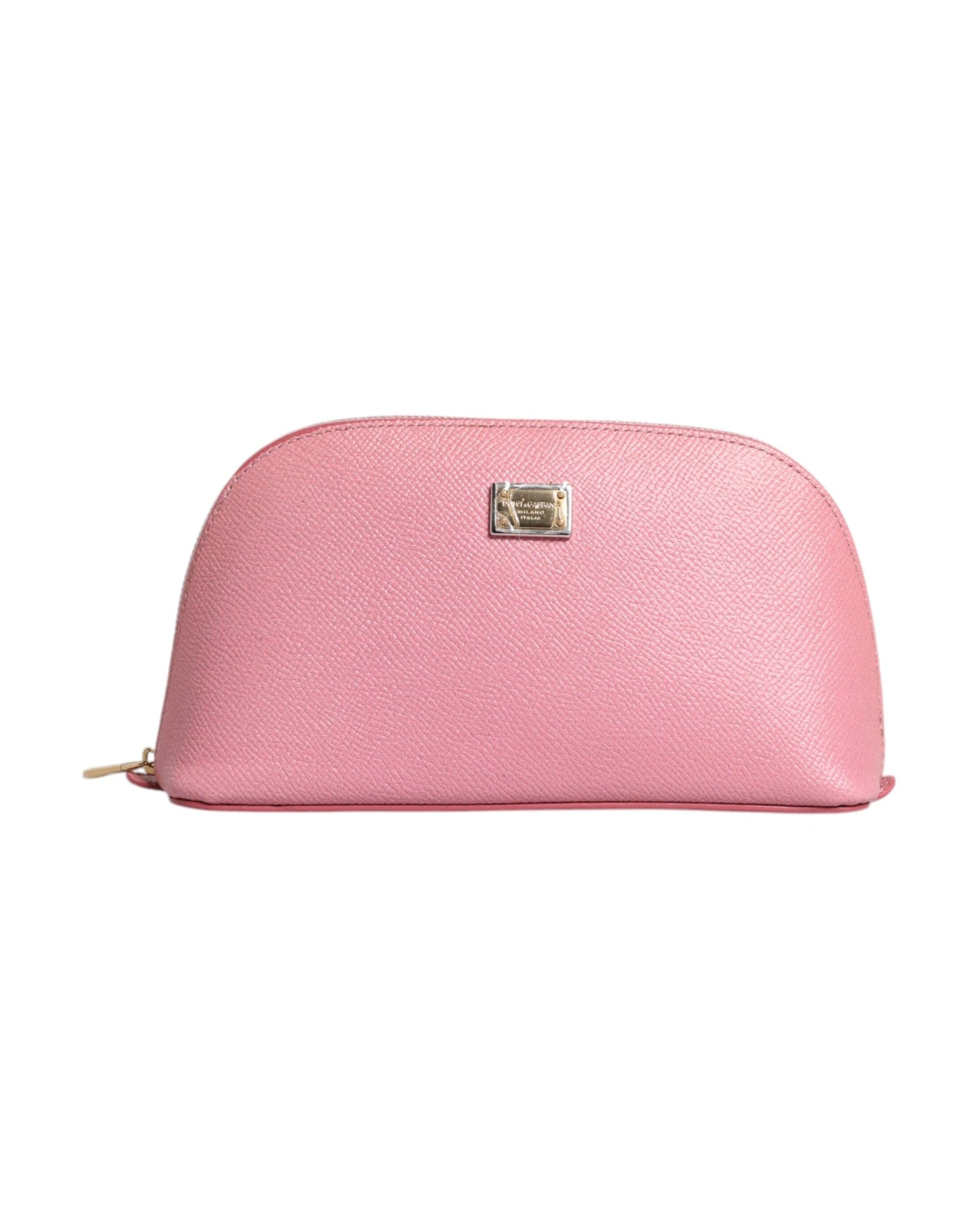 Dolce & Gabbana Leather Dg Logo Zip Around Hand Purse Pouch Pink Wallet Glam Steals
