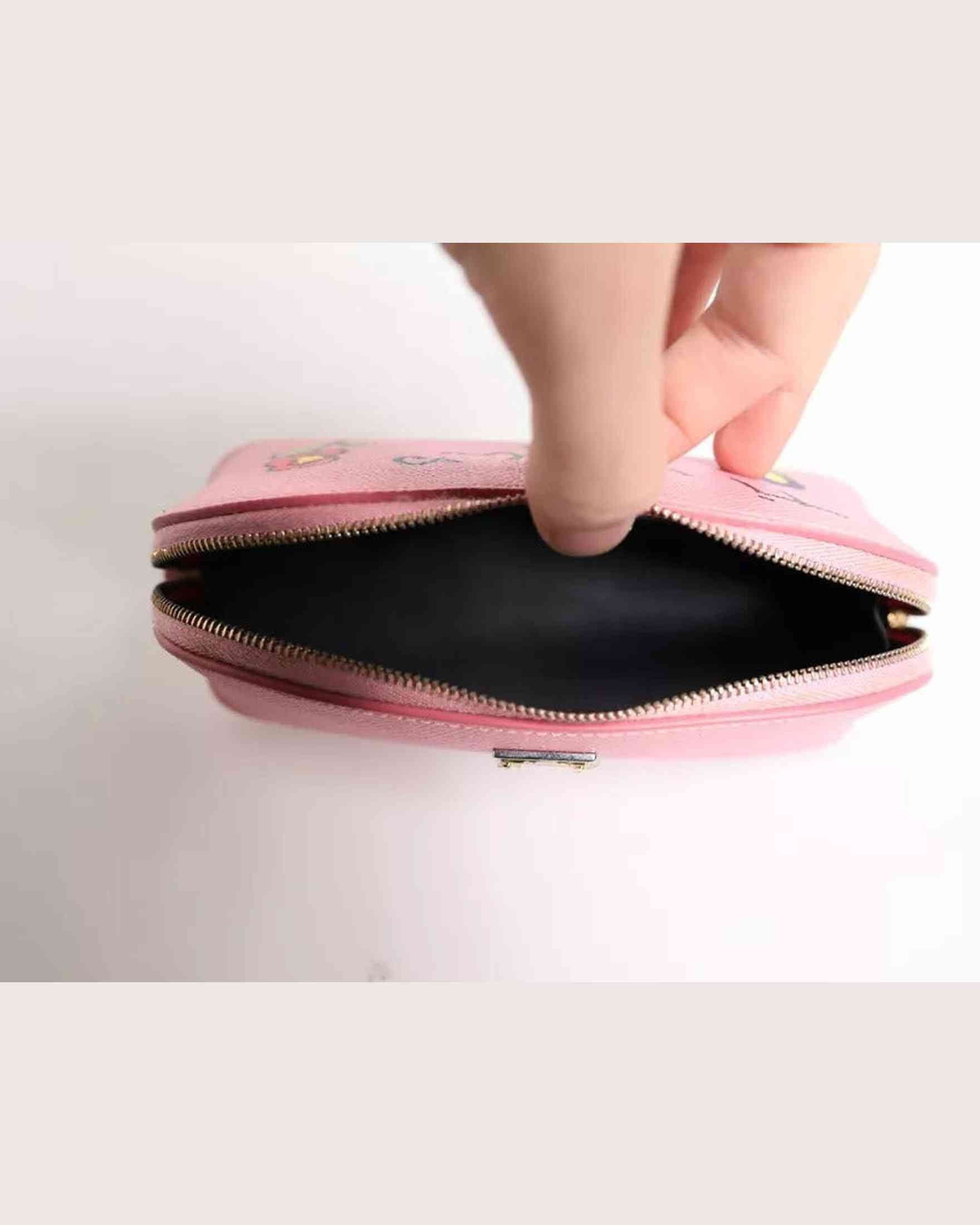 Dolce & Gabbana Leather Dg Logo Zip Around Hand Purse Pouch Pink Wallet Glam Steals