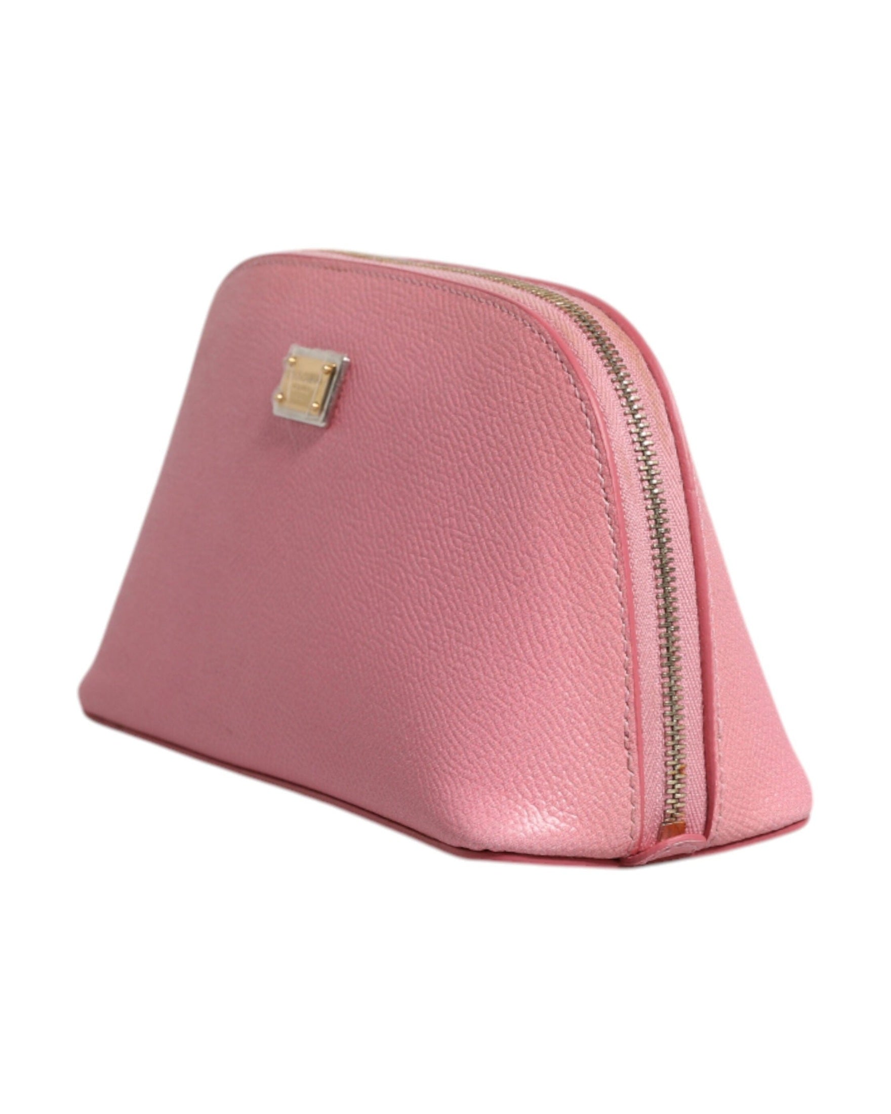 Dolce & Gabbana Leather Dg Logo Zip Around Hand Purse Pouch Pink Wallet Glam Steals