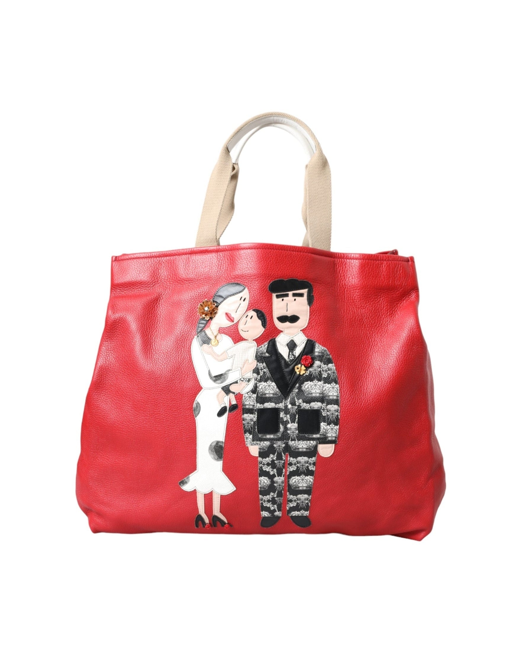 Dolce & Gabbana Leather #Dgfamily Patch Shopping Tote Red Bag Glam Steals
