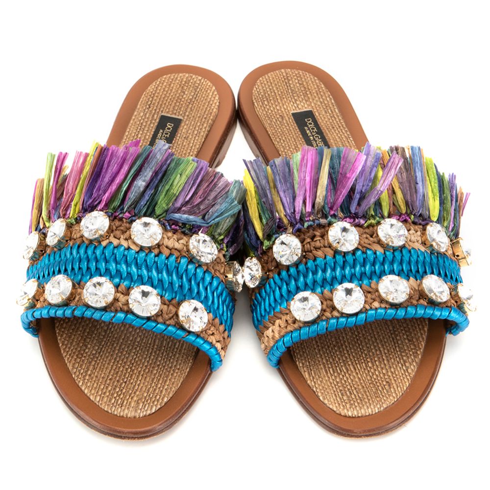 Dolce & Gabbana Leather Di Lambskin Multicolor Sandal Glam Steals