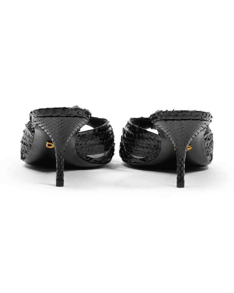 Dolce & Gabbana Leather Di Pitone Black Sandal Glam Steals