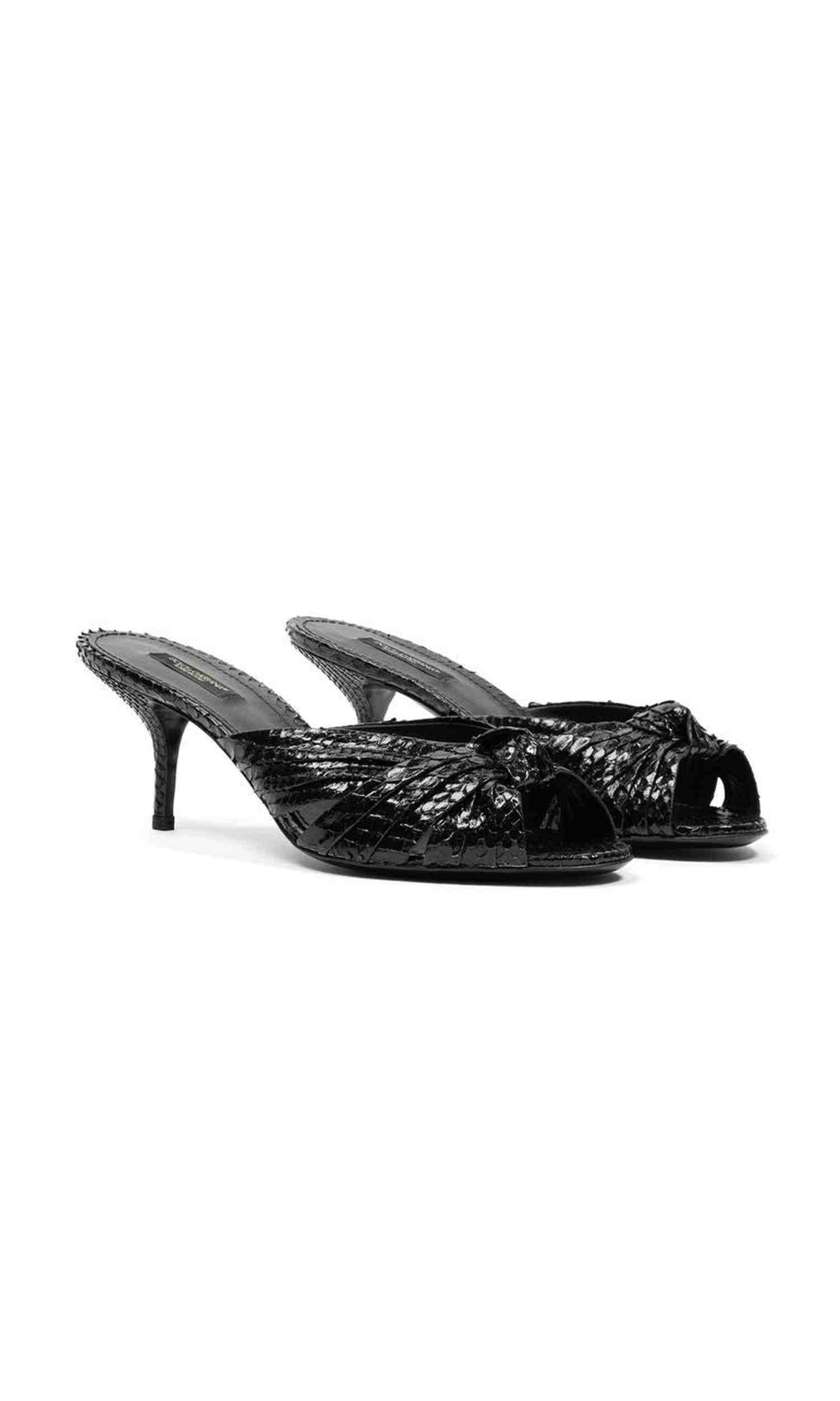 Dolce & Gabbana Leather Di Pitone Black Sandal Glam Steals