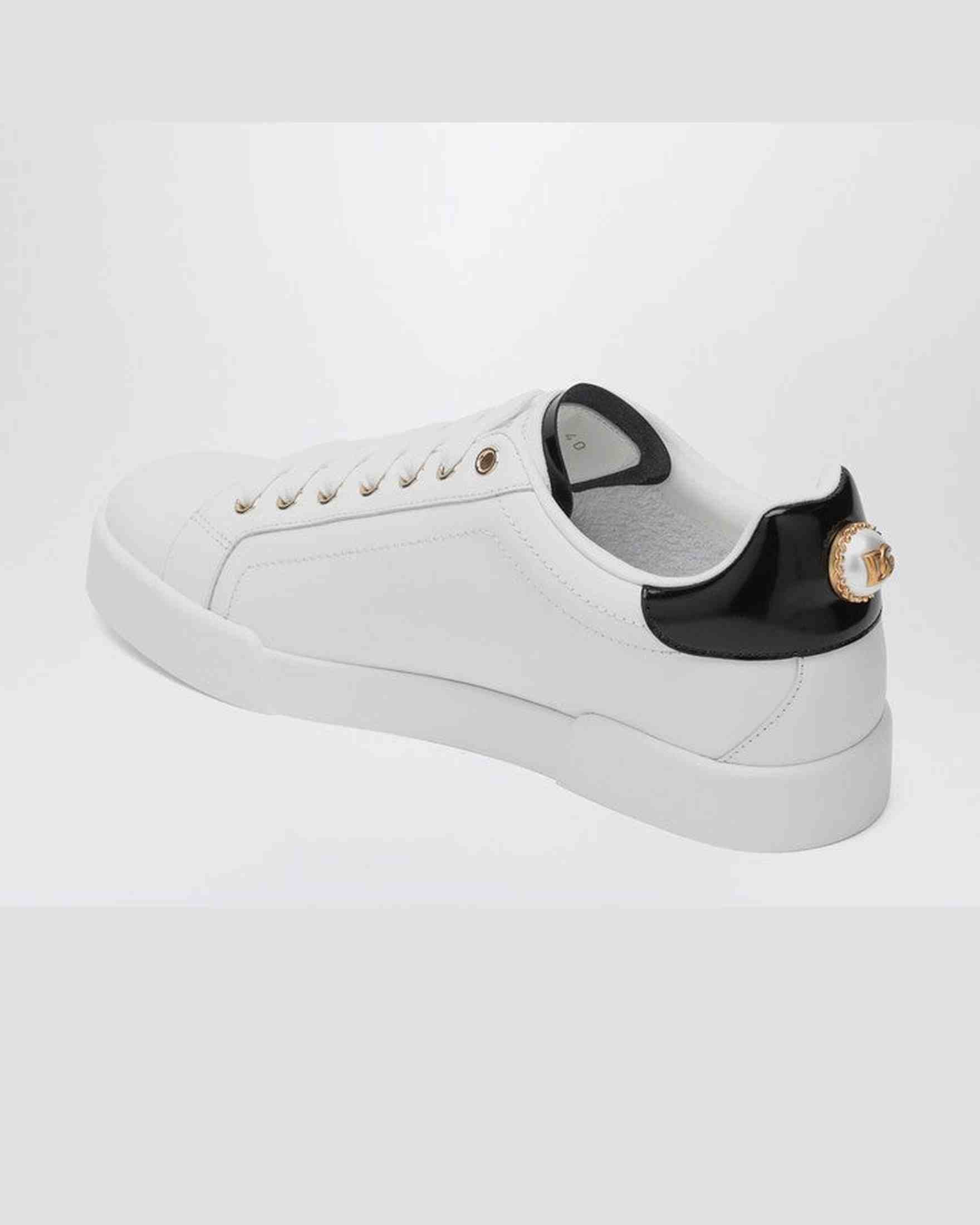 Dolce & Gabbana Leather Dolce&gabbana White/gold Portofino Sneakers Glam Steals
