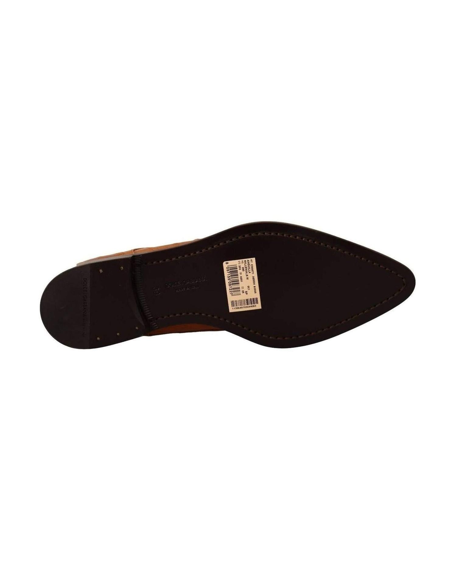 Dolce & Gabbana Leather Elegant Eel Lace Up Formal Flats Glam Steals