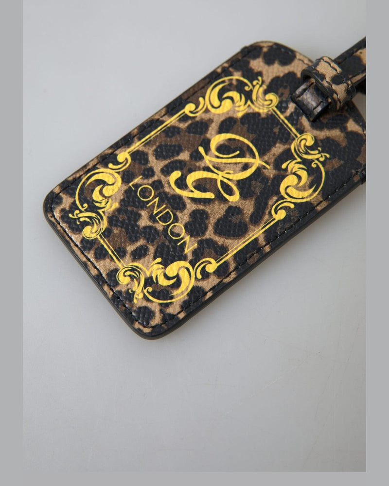 Dolce & Gabbana Leather Elegant Leopard Luggage Tag Luggage Tags