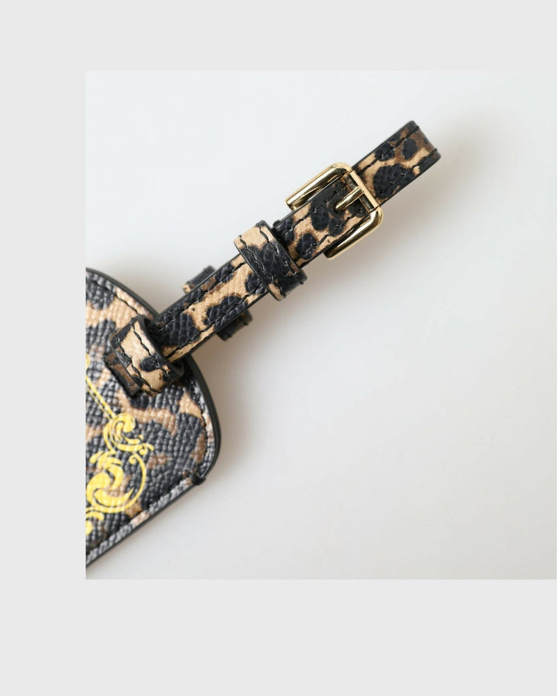 Dolce & Gabbana Leather Elegant Leopard Luggage Tag Luggage Tags